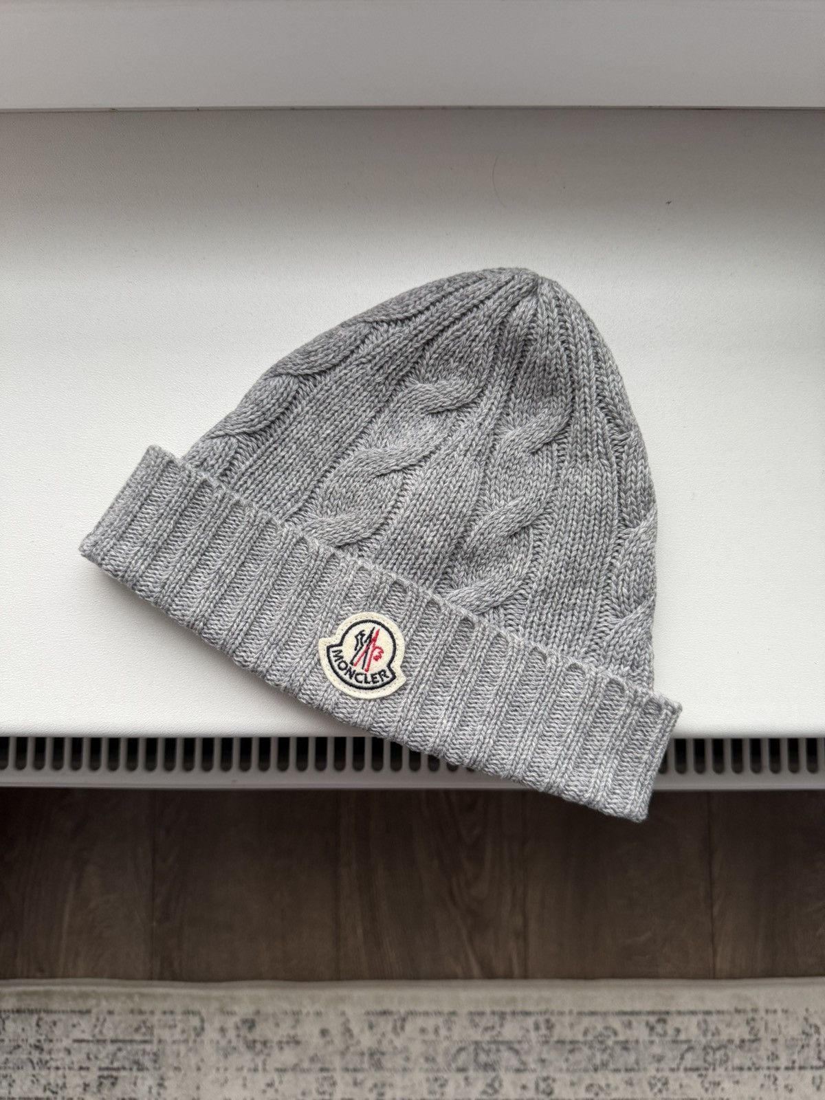 Moncler Moncler Grey Tricolor Wool Beanie | Grailed