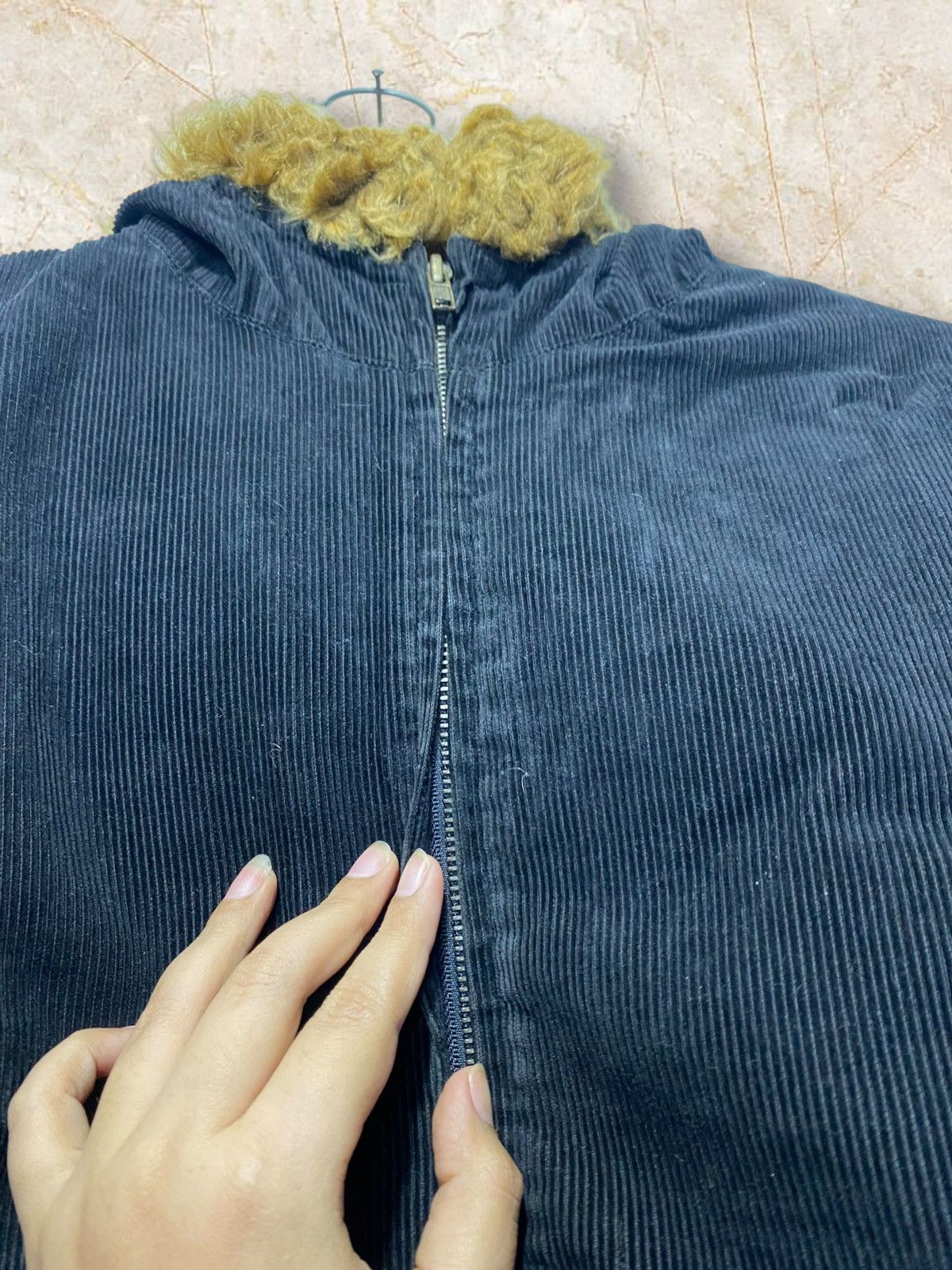 Japanese Brand Blue Moon Blue Corduroy fur hoodie Size US M / EU 48-50 / 2 - 7 Thumbnail