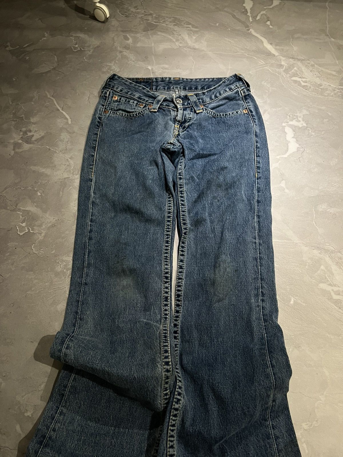 Vintage Flared Retro Levis Faded Jeans / Avan Garde Distressed 90s Size US 28 / EU 44 - 7 Thumbnail