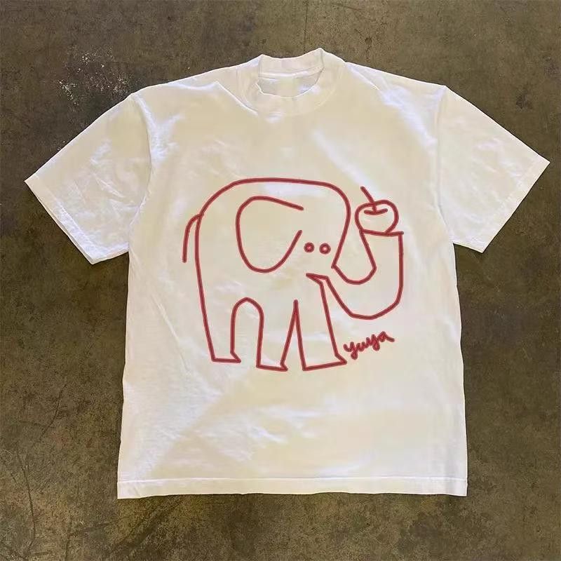 Vintage White retro elephant print t-shirt Size US M / EU 48-50 / 2 - 1 Thumbnail