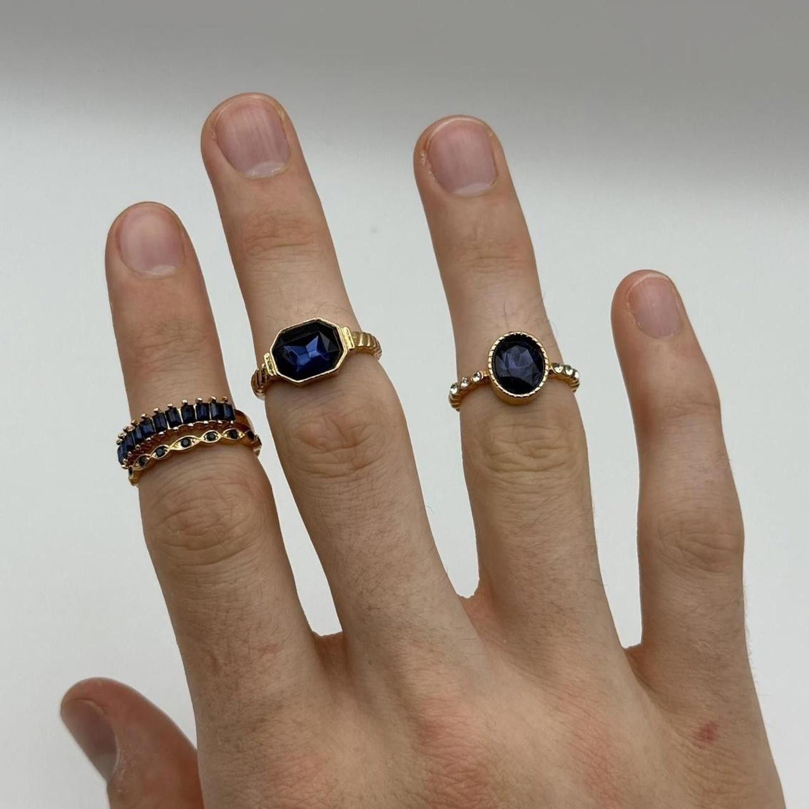 Other vintage style gold and blue sapphire ring 4 piece set Size ONE SIZE - 5 Thumbnail