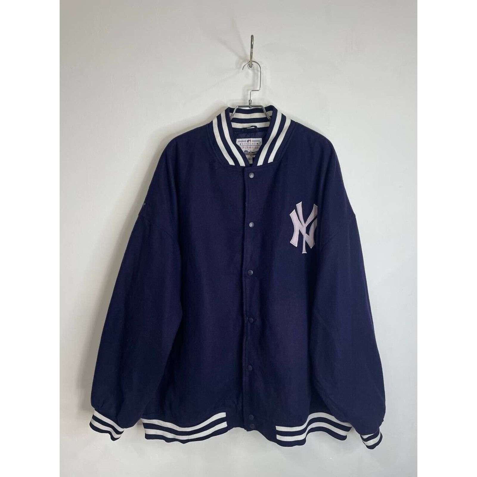 Majestic × Vintage Vintage New York Yankees Majestic Wool Varsity Jacket 6X Size US XXL / EU 58 / 5 - 1 Thumbnail