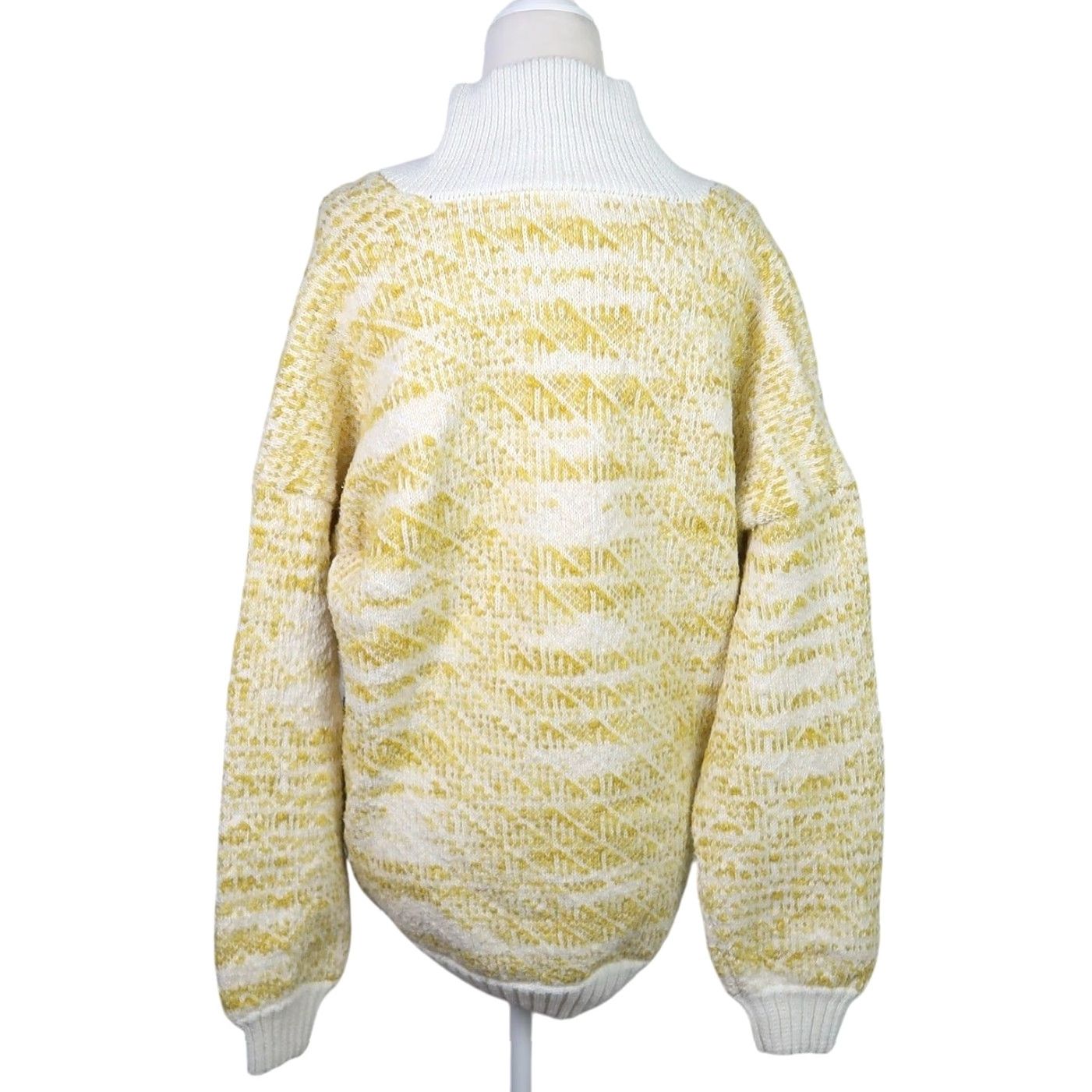 Vintage VINTAGE 90s Cream Yellow Marled Cotton Knit Sweater XL Women Pullover V-Neck Long Sleeve Casual Size XL / US 12-14 / IT 48-50 - 5 Thumbnail