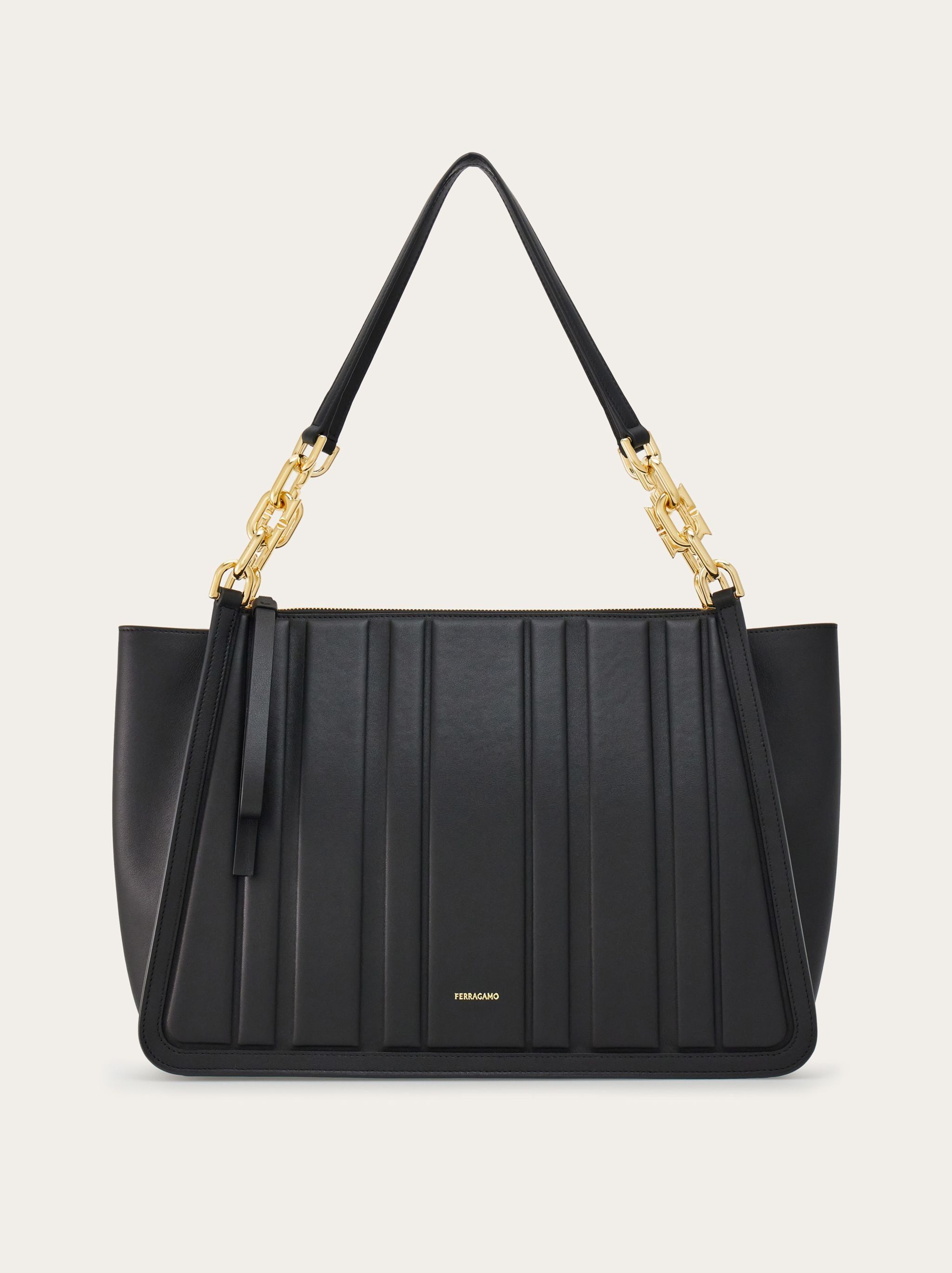 Salvatore Ferragamo o1s1rm0924 Size: OS / Panelled Leather Tote Bag in Black Size ONE SIZE - 1 Thumbnail