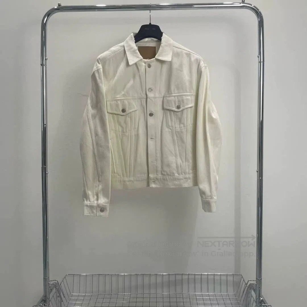 Balenciaga White Back Logo Denim Jacket.