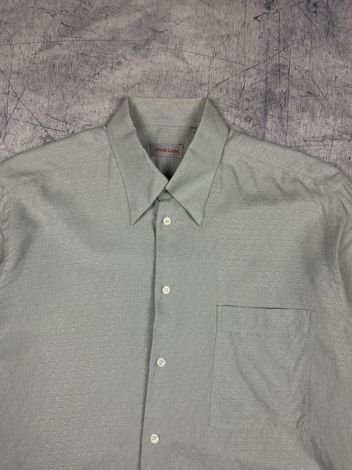 Versace Vintage Versace Classic Jacquard Gray Button Up Shirt Size US XL / EU 56 / 4 - 5 Thumbnail