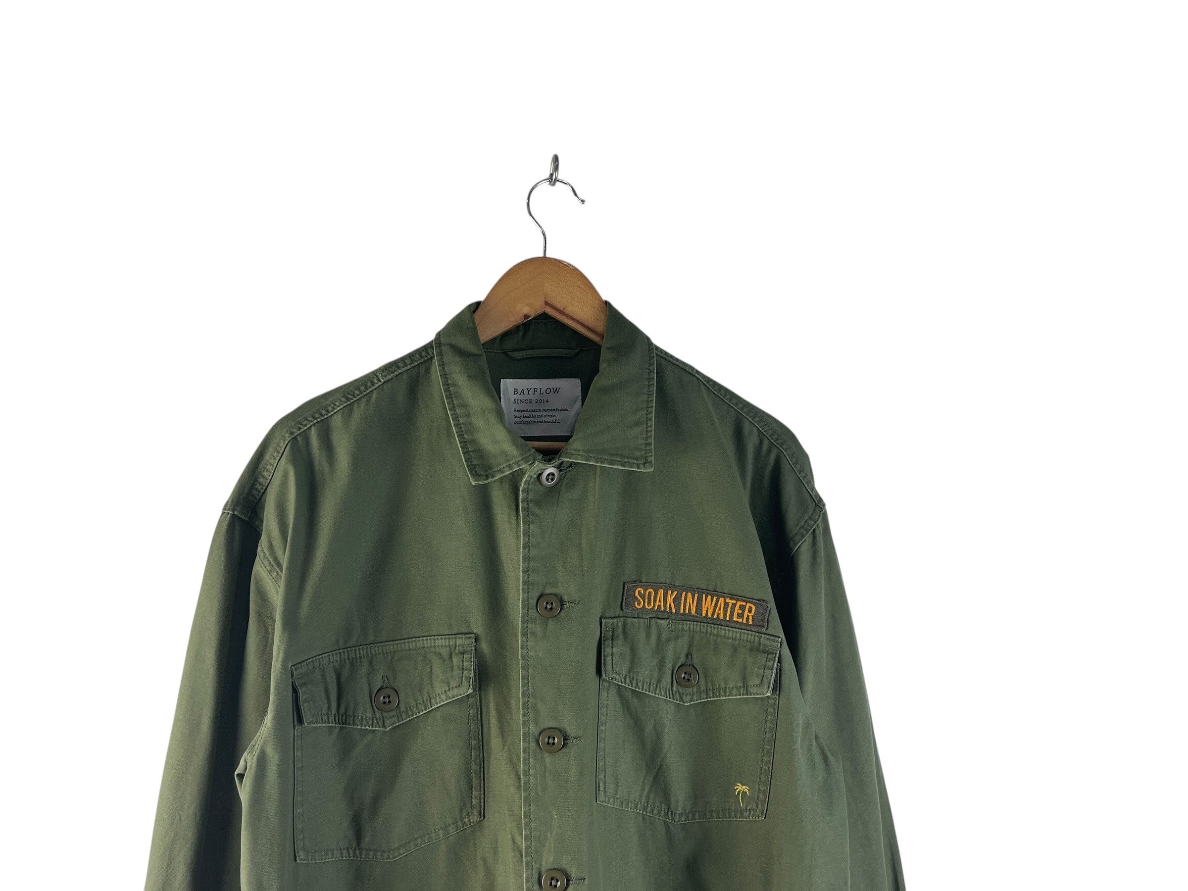 Japanese Brand BAYFLOW Military Utility Shirt Jacket Olive Green Soak In Size US L / EU 52-54 / 3 - 9 Thumbnail