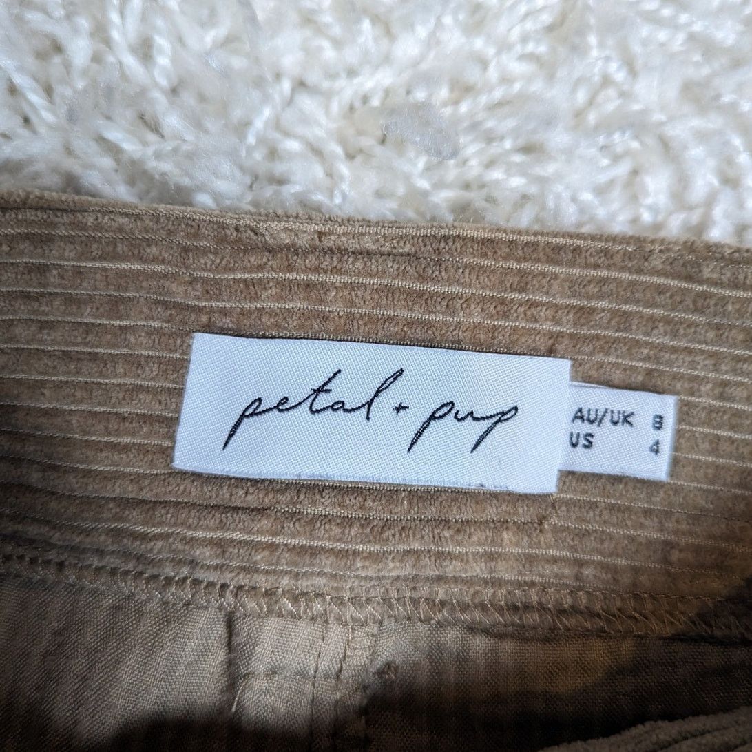 Other Petal & Pup High Waisted Pleated Corduroy Pants Tan Size 4 Size 27" / US 4 / IT 40 - 3 Thumbnail