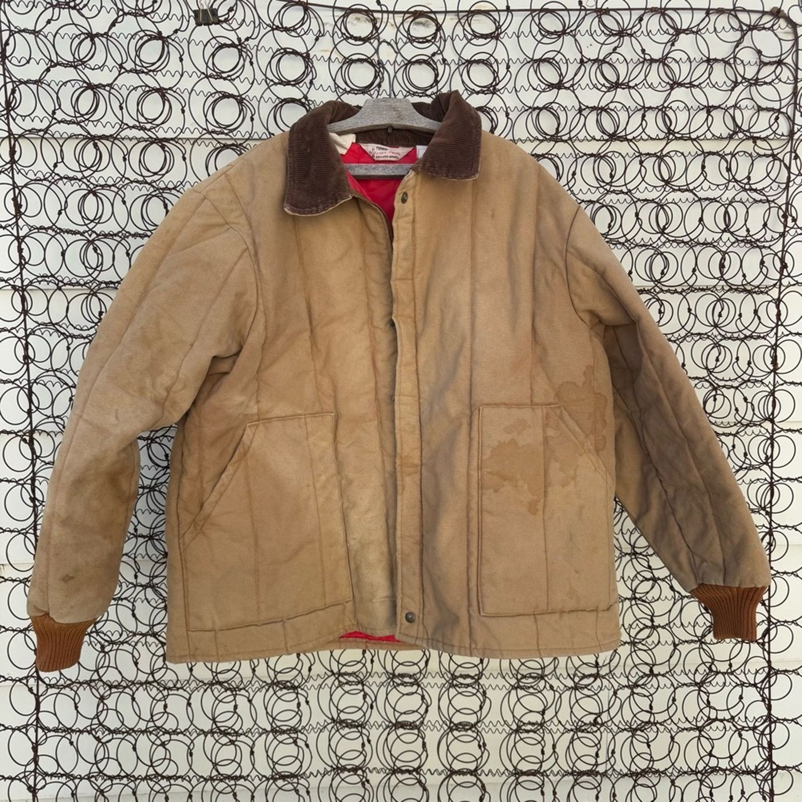 VTG 80s Walls Blizzard Pruf Duck Tan Canvas Work Jacket 3X