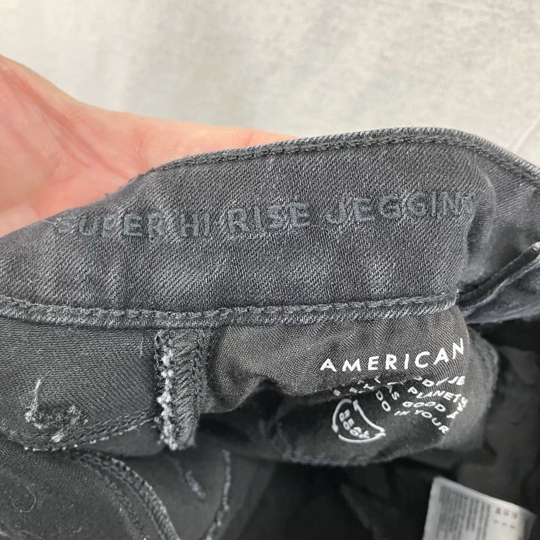 American Eagle Outfitters American Eagle Next Level Stretch Super Hi Rise Jeggings 6 Short Distressed Women Size 28" / US 6 / IT 42 - 3 Thumbnail