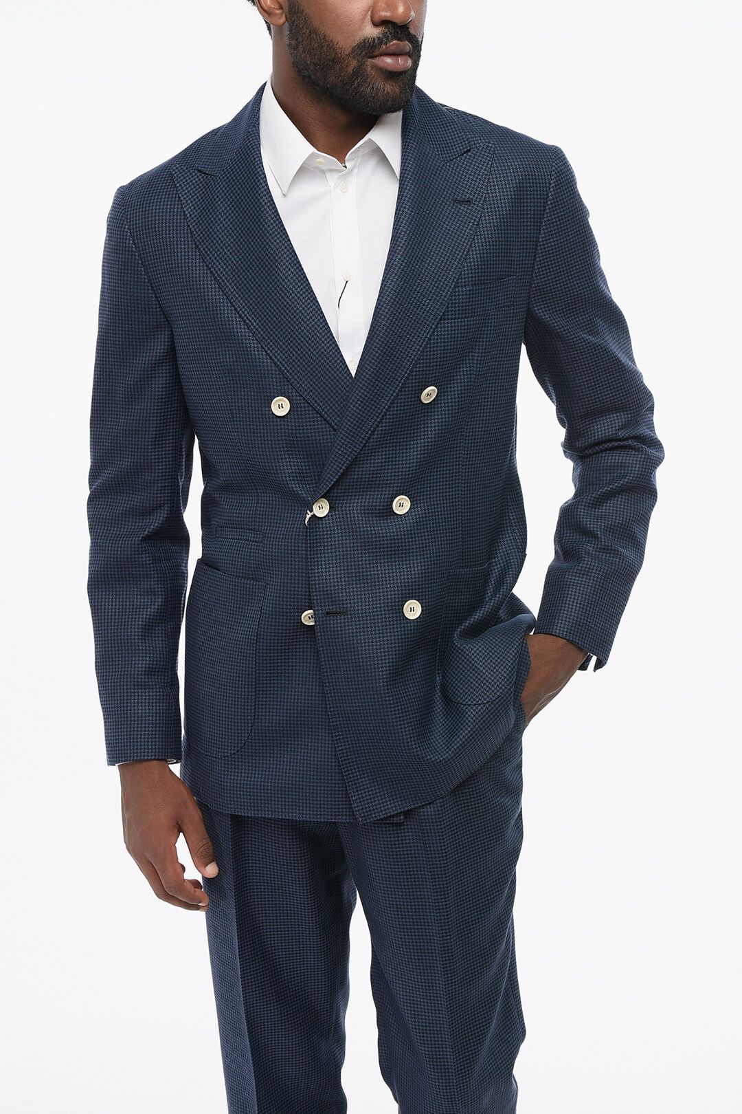 Brunello Cucinelli og1mm0725 Wool Blend Double-breasted Suit in Blue Size US XL / EU 56 / 4 - 2 Thumbnail