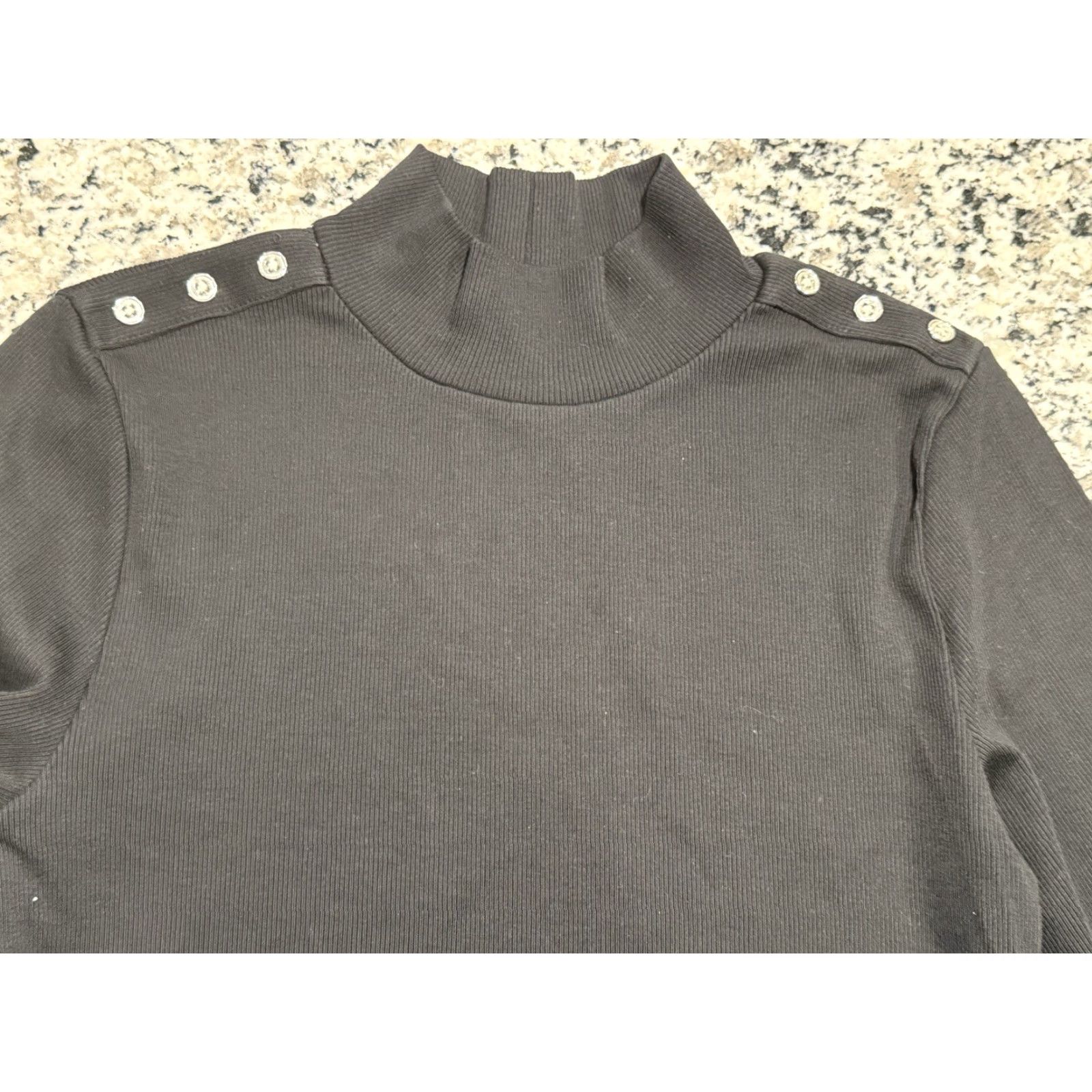 Veronica Beard VERONICA BEARD Nate Turtleneck Top Buttoned Black M Women Size M / US 6-8 / IT 42-44 - 3 Thumbnail