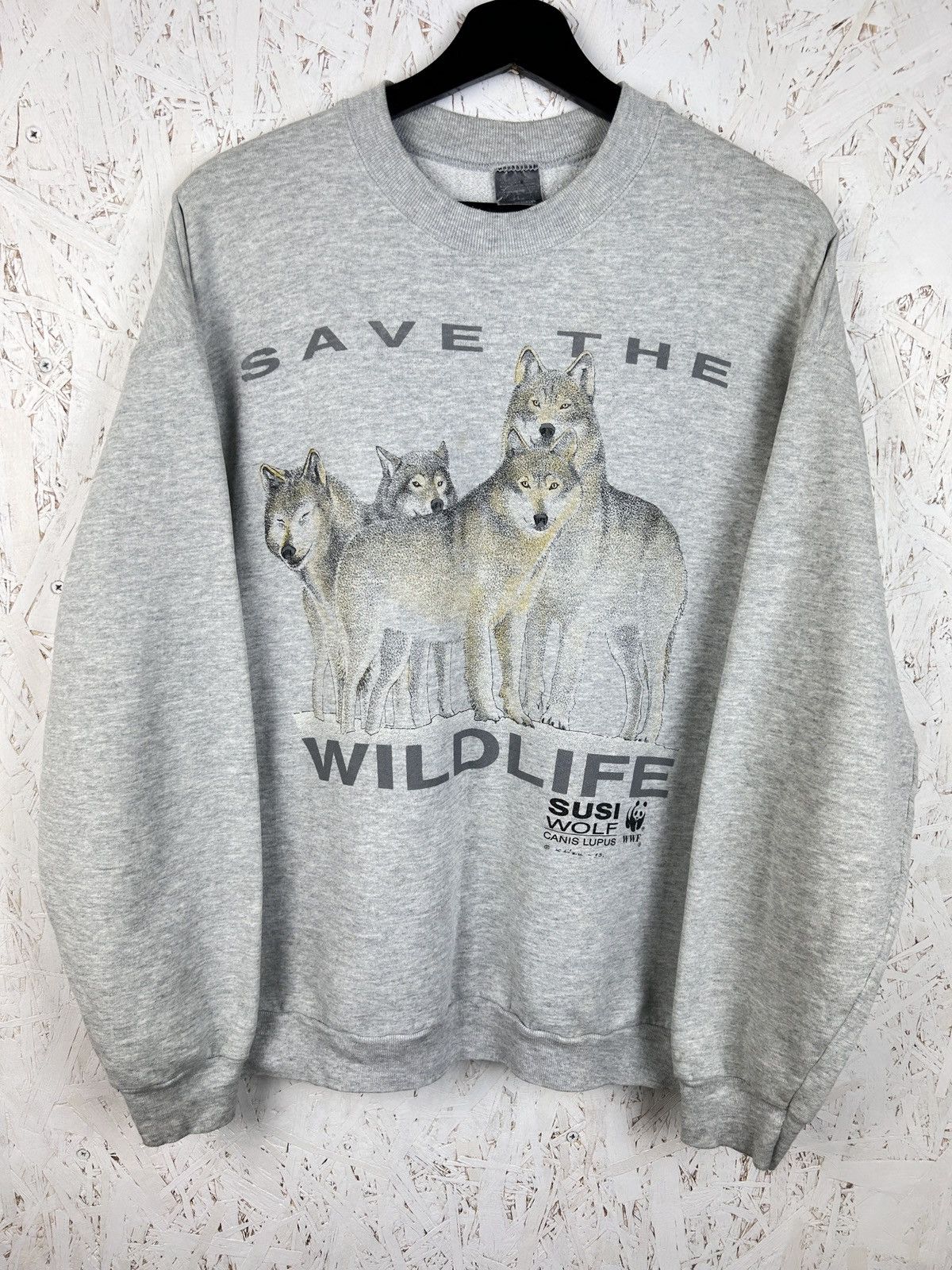 Vintage 90s Vintage Save The Wildlife WWF Wolf Pack Sweat Crewneck Size US L / EU 52-54 / 3 - 1 Thumbnail