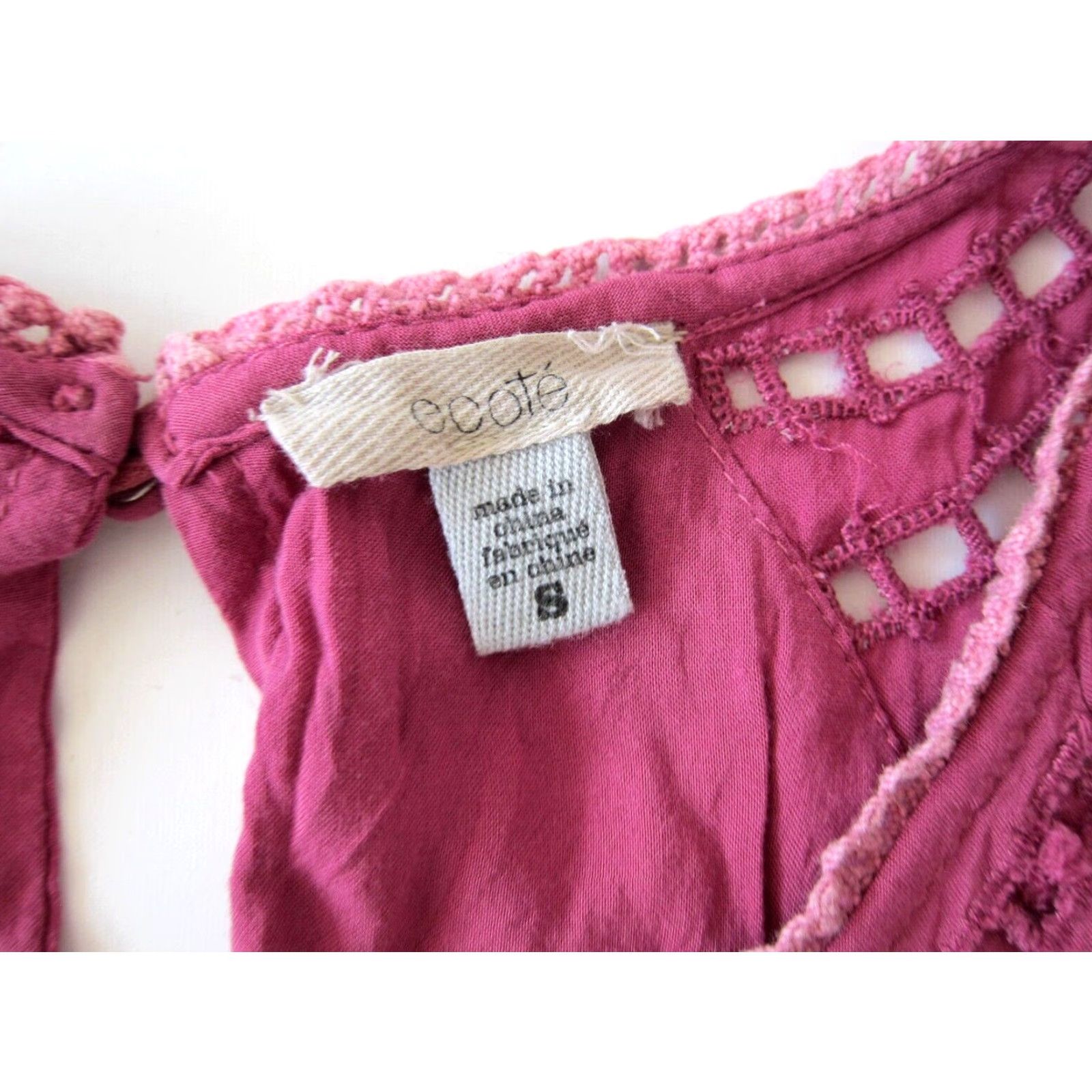 Vintage Ecote' 100% Rayon Pink Embroidered Tunic Sheath Tank Dress Small Size S / US 4 / IT 40 - 4 Thumbnail