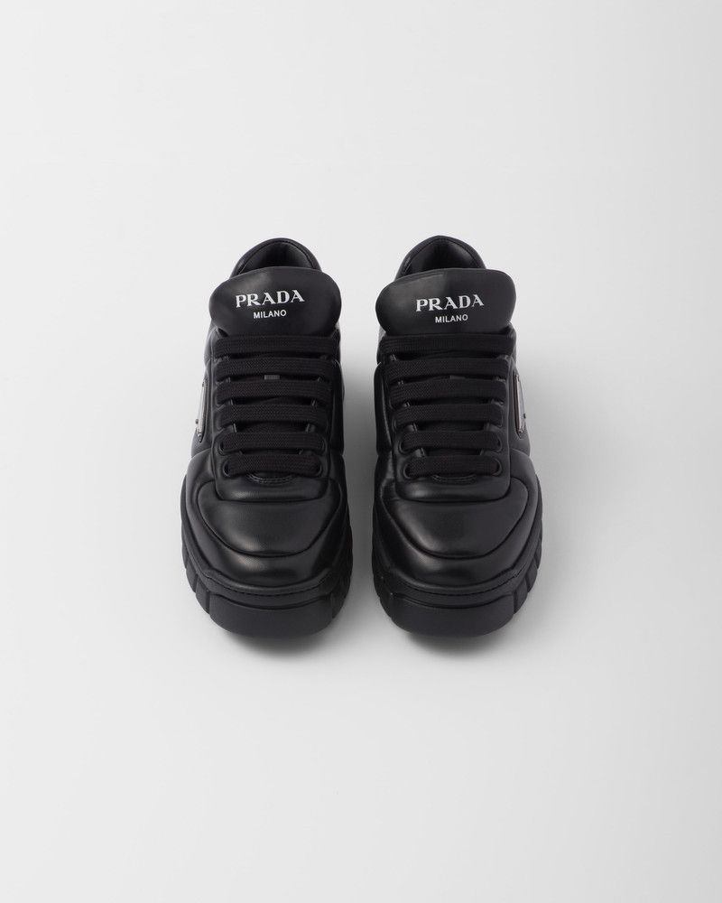 Prada o1B3y1r0526 Padded Nappa Leather Sneakers in Black Size US 5.5 / IT 35.5 - 4 Thumbnail