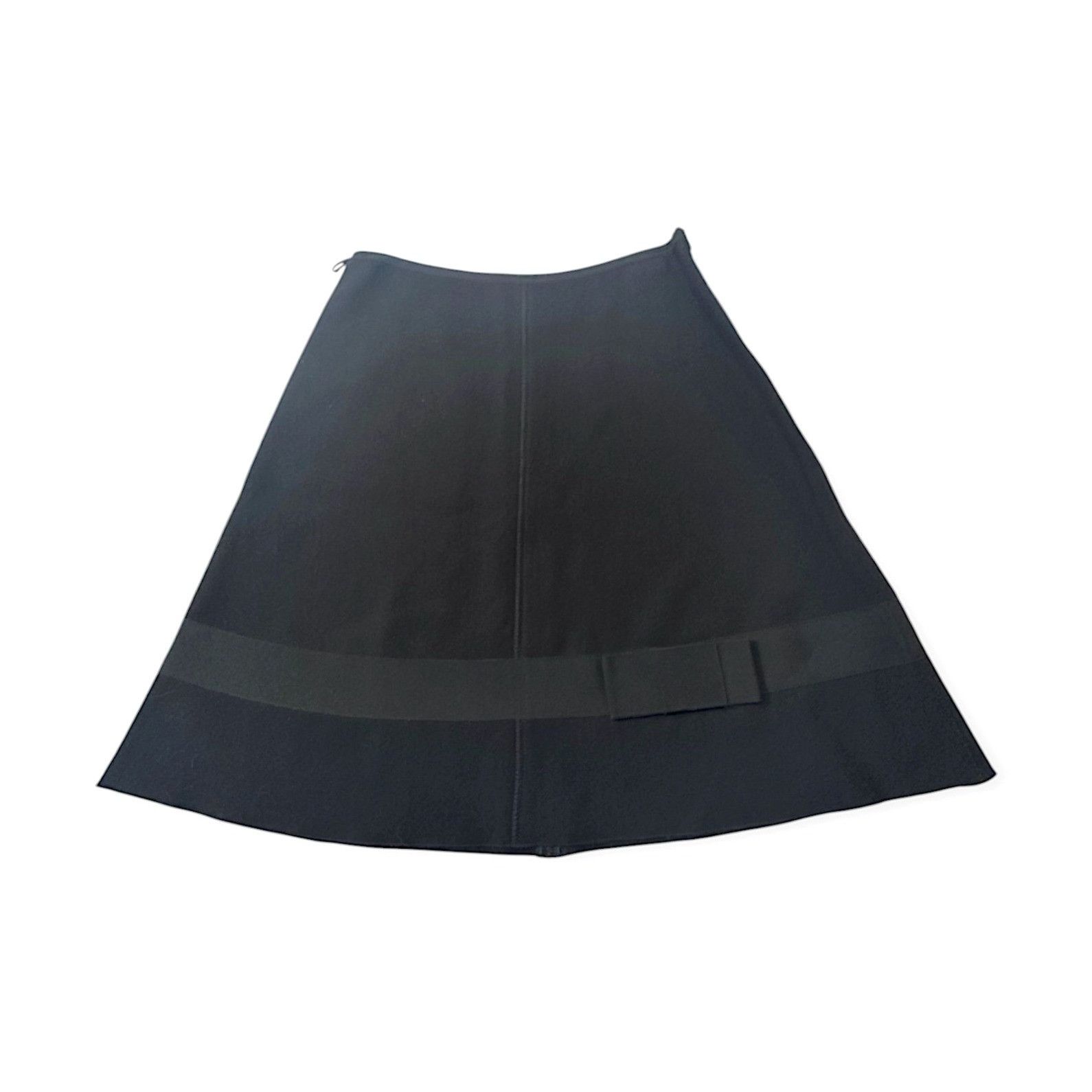 Prada Prada Black Wool A-Line Skirt IT 46 / US 10 Ribbon Bow Trim Size 32" / US 10 / IT 46 - 9 Thumbnail