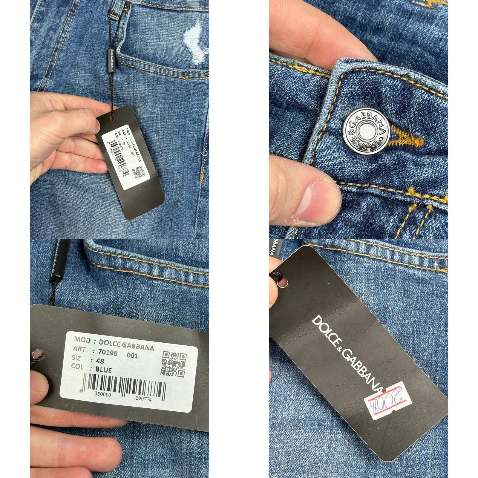 Dolce & Gabbana Dolce&Gabbana Jeans Slim Men 48 Blue Denim Logo 5-Pocket Zip Inseam 33 Leather? (Note: adjust) Size US 32 / EU 48 - 8 Thumbnail