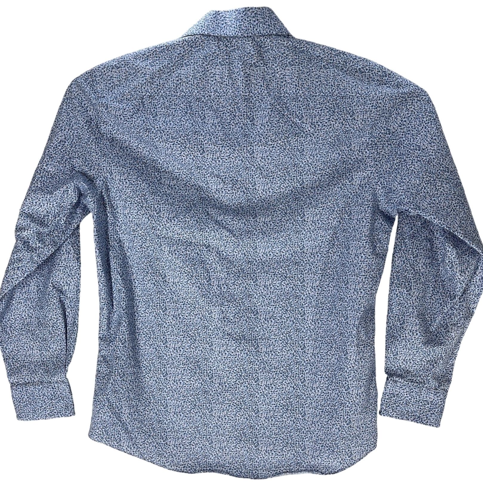 Egara Egara Men Shirt Long Sleeve Floral 100% Cotton Ditsy Blue M Size US M / EU 48-50 / 2 - 3 Thumbnail