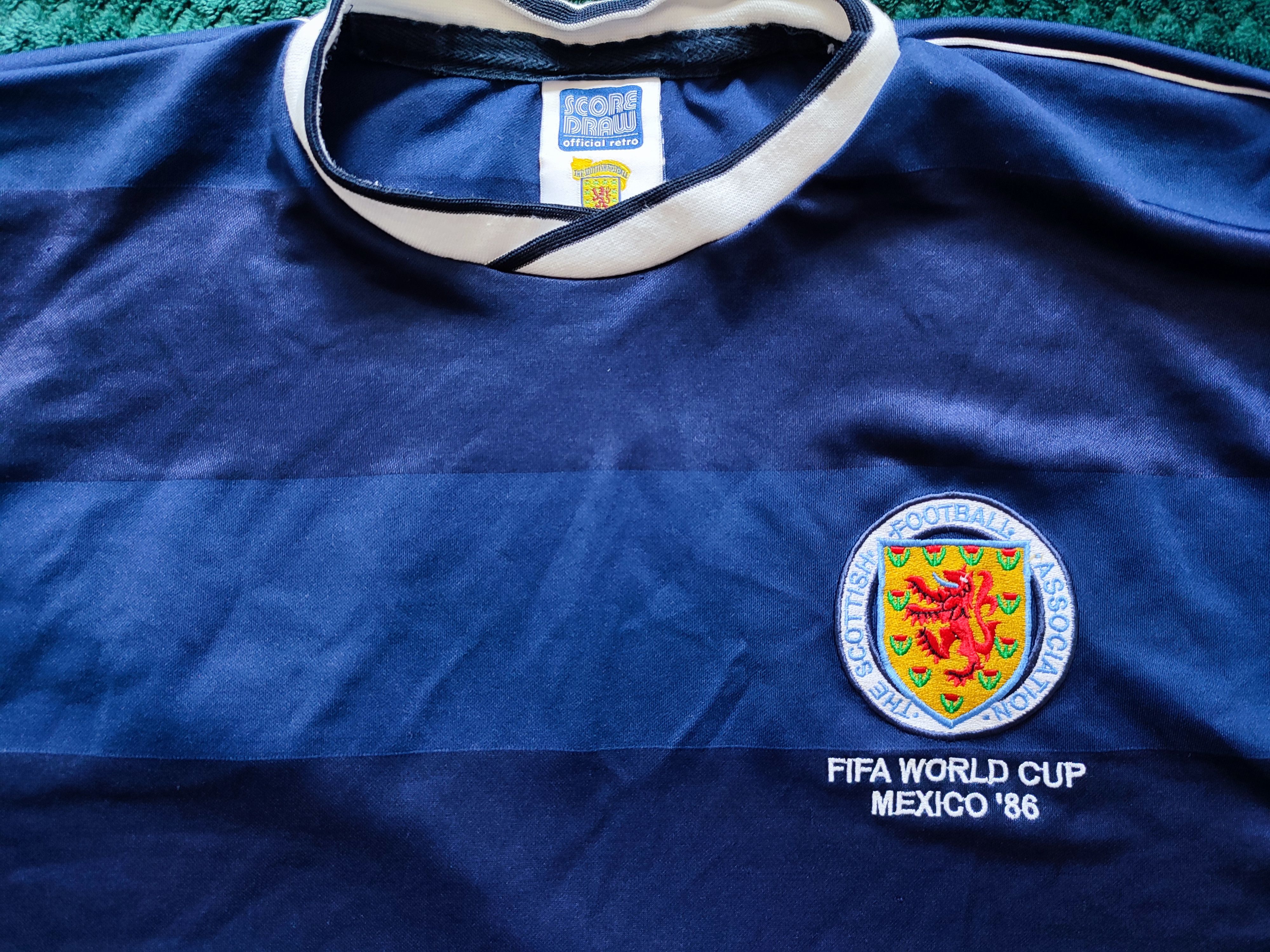 Vintage Scotland Mexico 86 FIFA World Cup Score Draw Soccer Jersey Size US M / EU 48-50 / 2 - 6 Thumbnail
