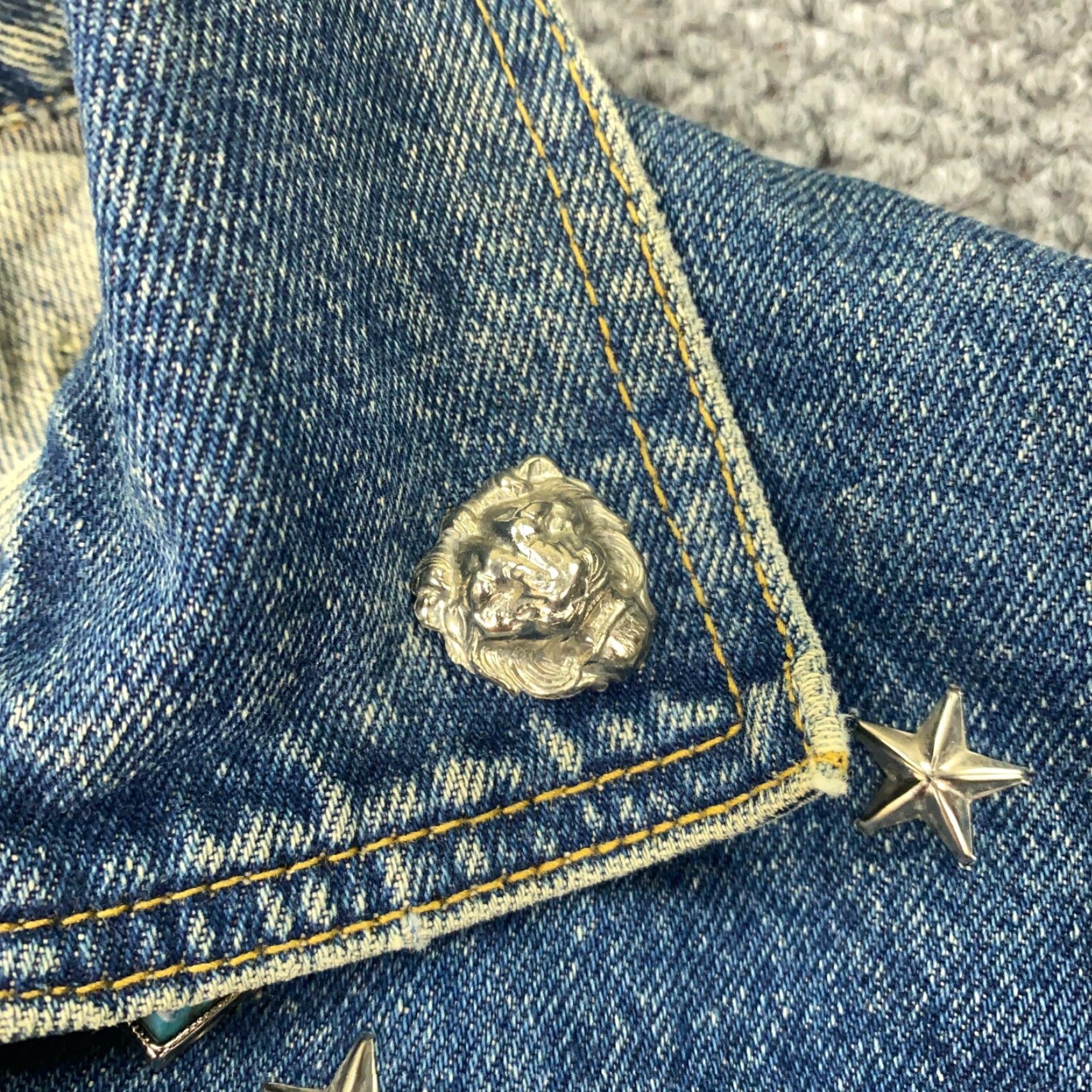 Denime VINTAGE freego Jacket Womens M Blue Rodeo Southwestern 90s Aztec Western Beaded Studded Collared Pockets Denim Size M / US 6-8 / IT 42-44 - 4 Thumbnail