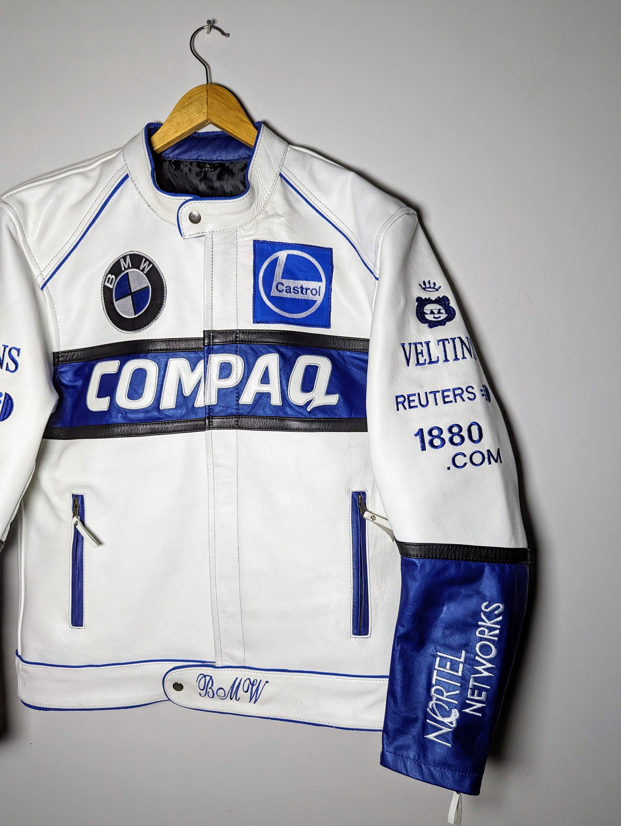 Other 🔥 BMW 💀COMPAQ 90s RACING LEATHER JACKET VINTAGE STREETWEAR Size US XXL / EU 58 / 5 - 2 Thumbnail