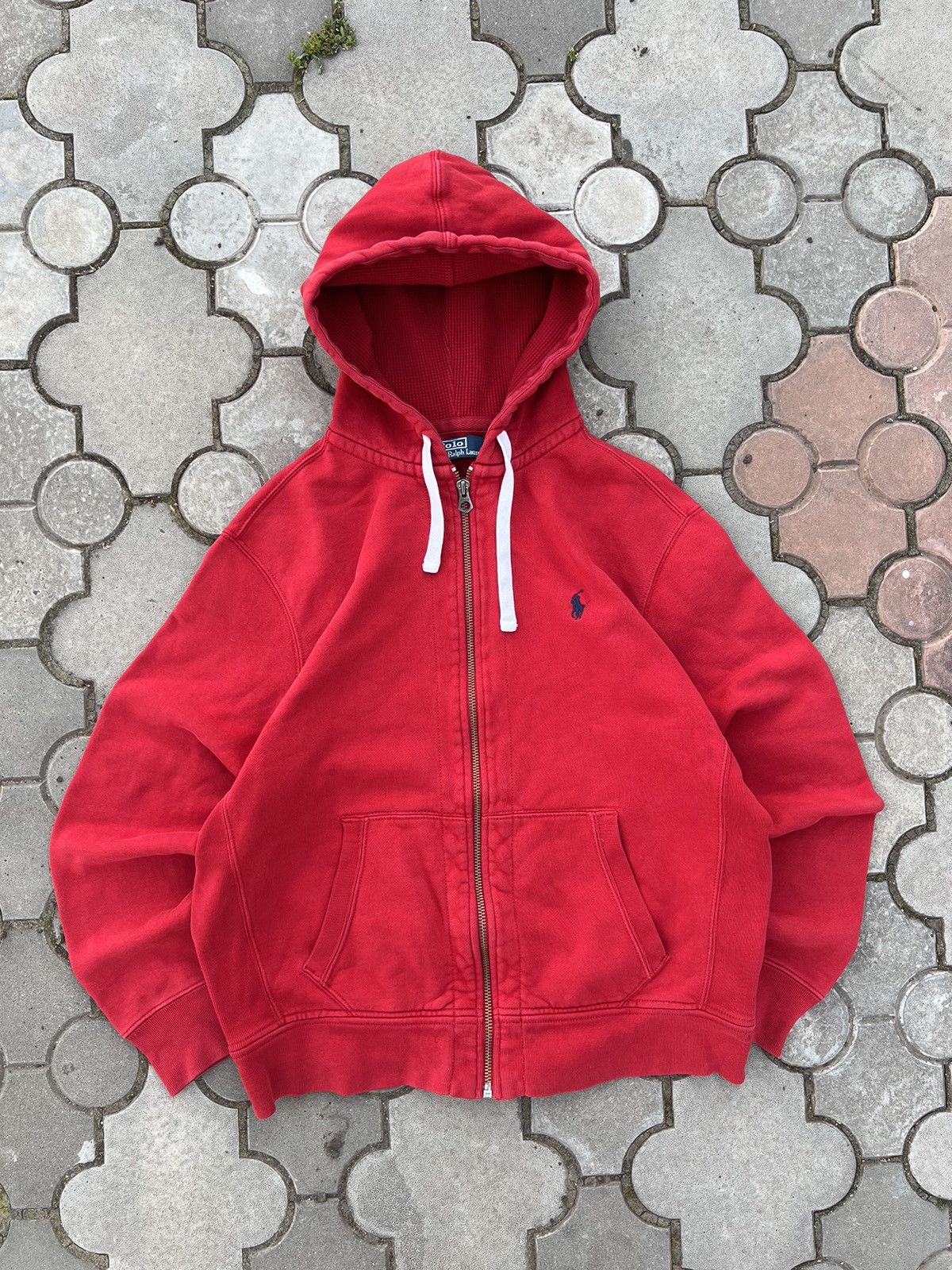 Pre-owned Polo Ralph Lauren X Vintage Polo Ralph Laurent Zip Hoodie Grey Y2k Usa In Red