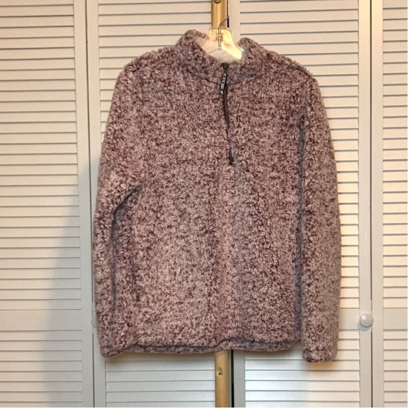 Other Time and Tru Burgundy Fleece Snow Tipped Sherpa Pullover L Size L / US 10 / IT 46 - 1 Thumbnail