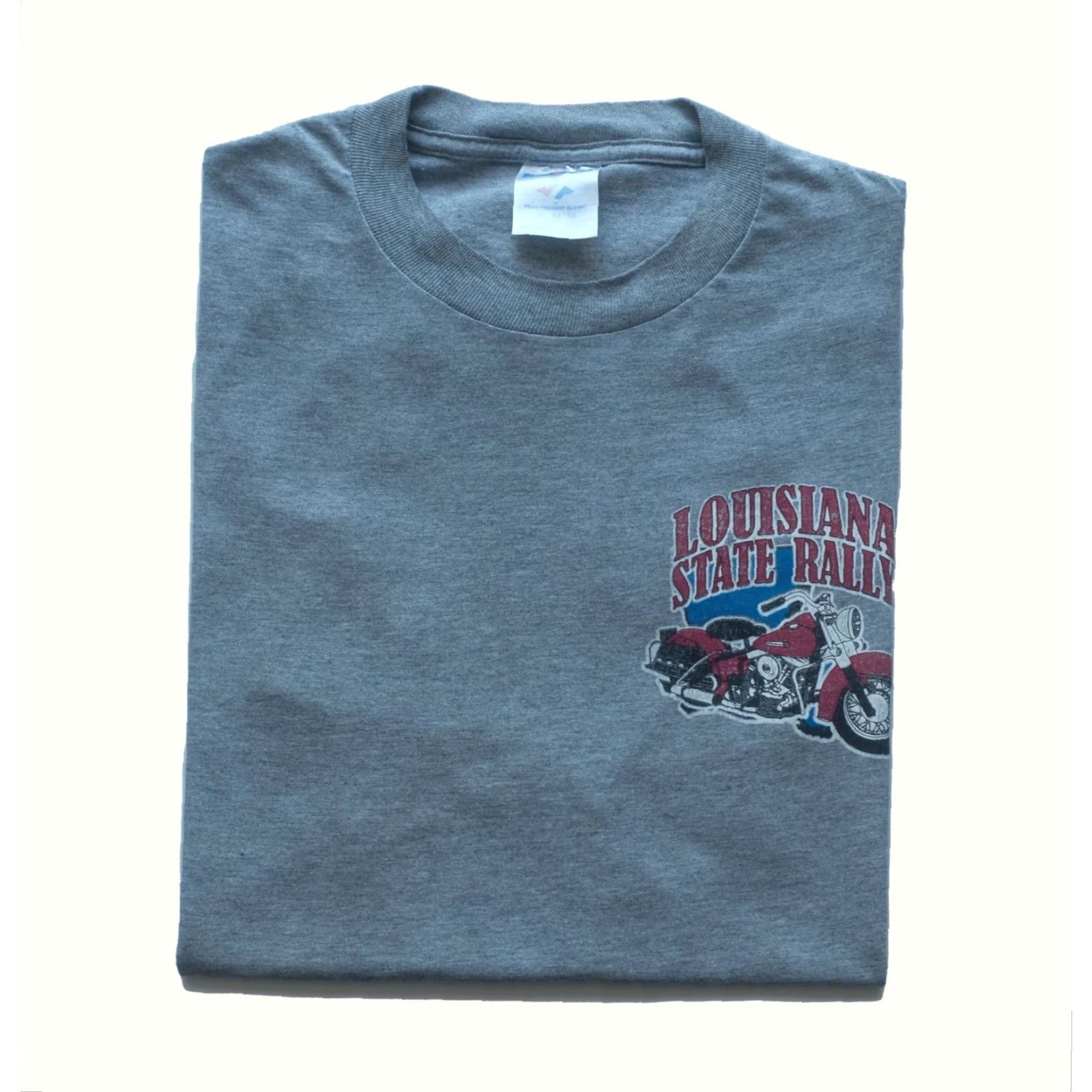Jerzees VINTAGE JERZEES T-Shirt Motorcycle Biker Louisiana State Rally Distressed Gray XL Men Size US XL / EU 56 / 4 - 2 Thumbnail