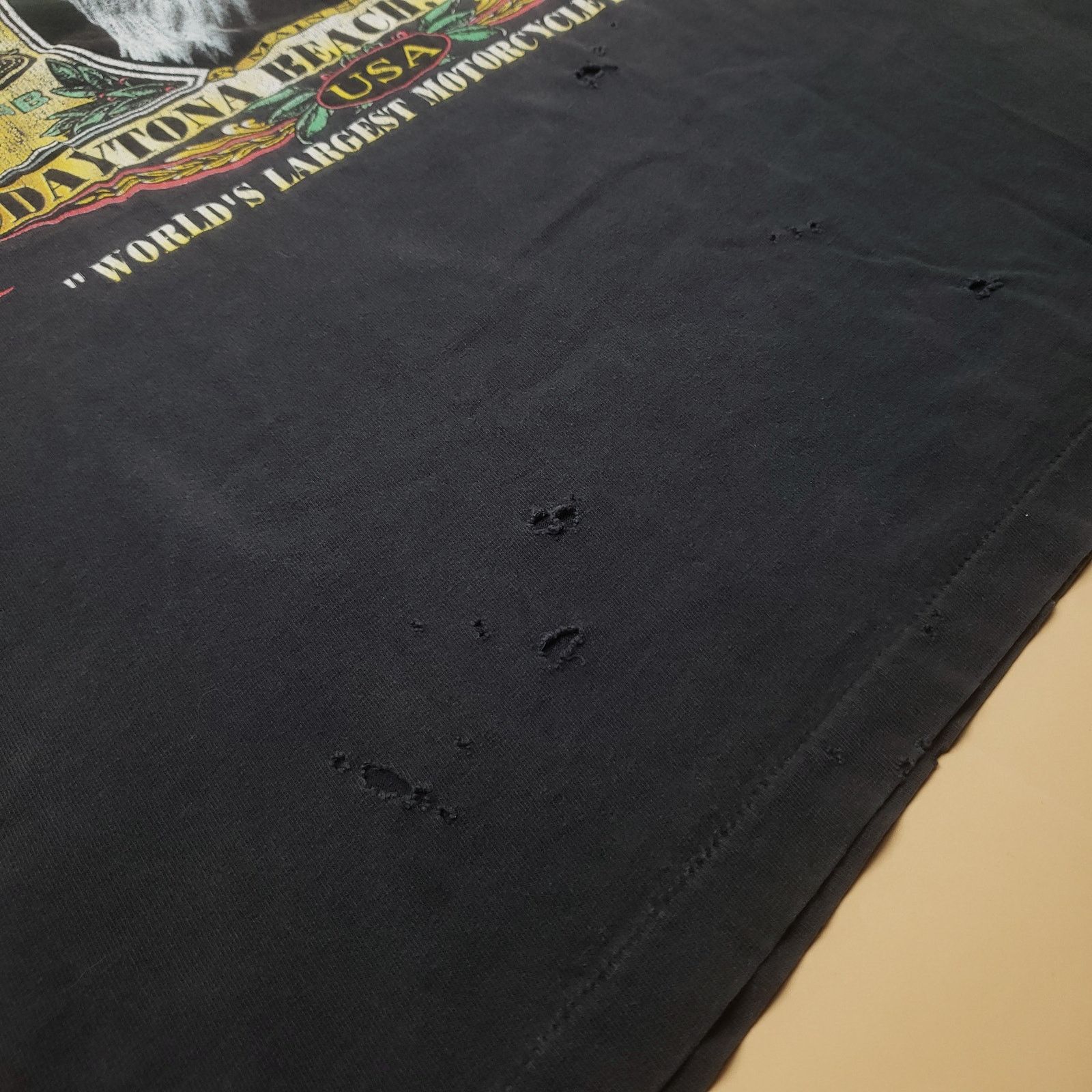 Vintage 1999 Bike Week Distressed T Shirt Bald Eagle Holes Nat Fade Size US XL / EU 56 / 4 - 9 Thumbnail