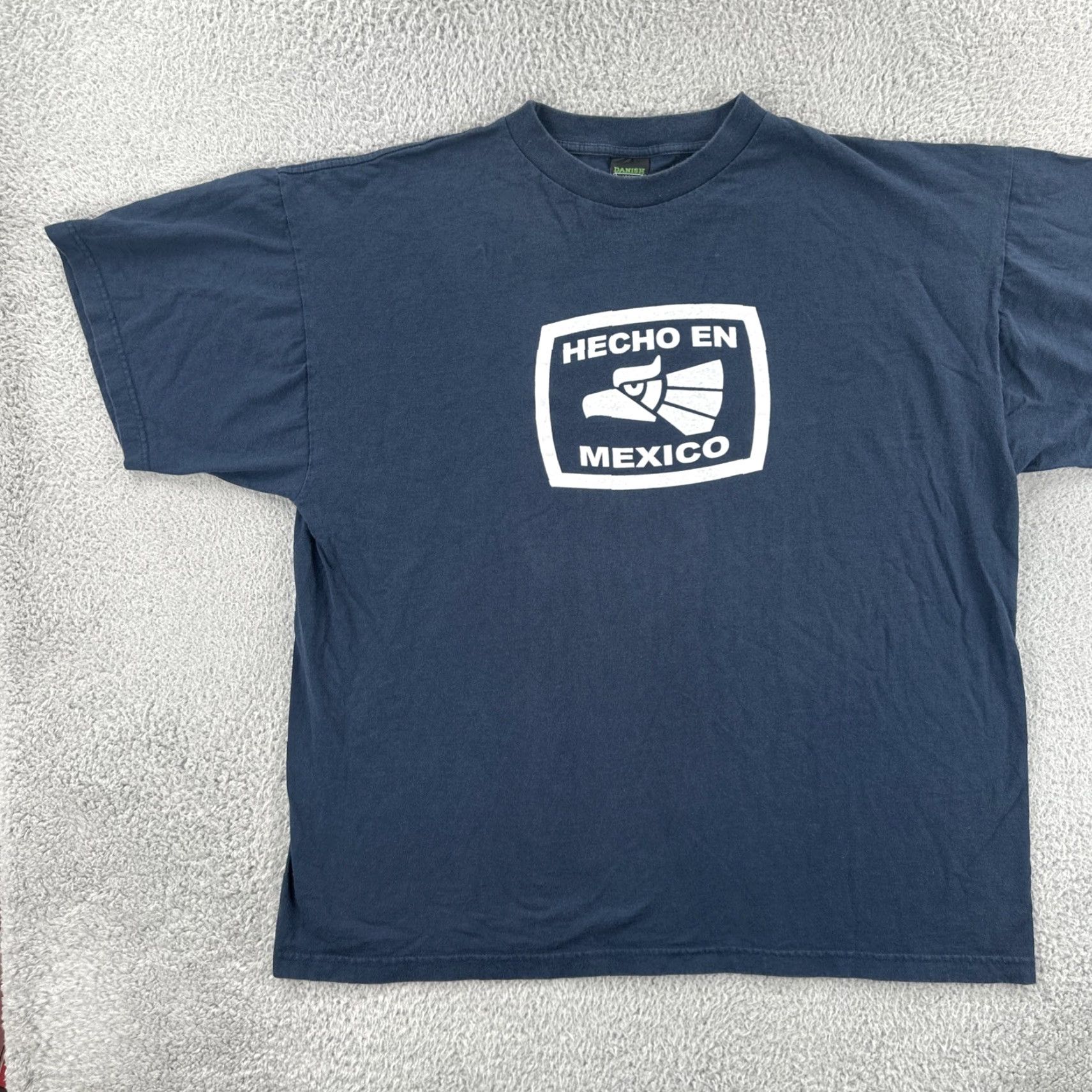 Vintage VTG Danish 90s Heavyweight Cotton 2XL Blue Boxy Shirt USA Made Short Sleeve Crew Neck Mens Teal? Size US XXL / EU 58 / 5 - 3 Thumbnail