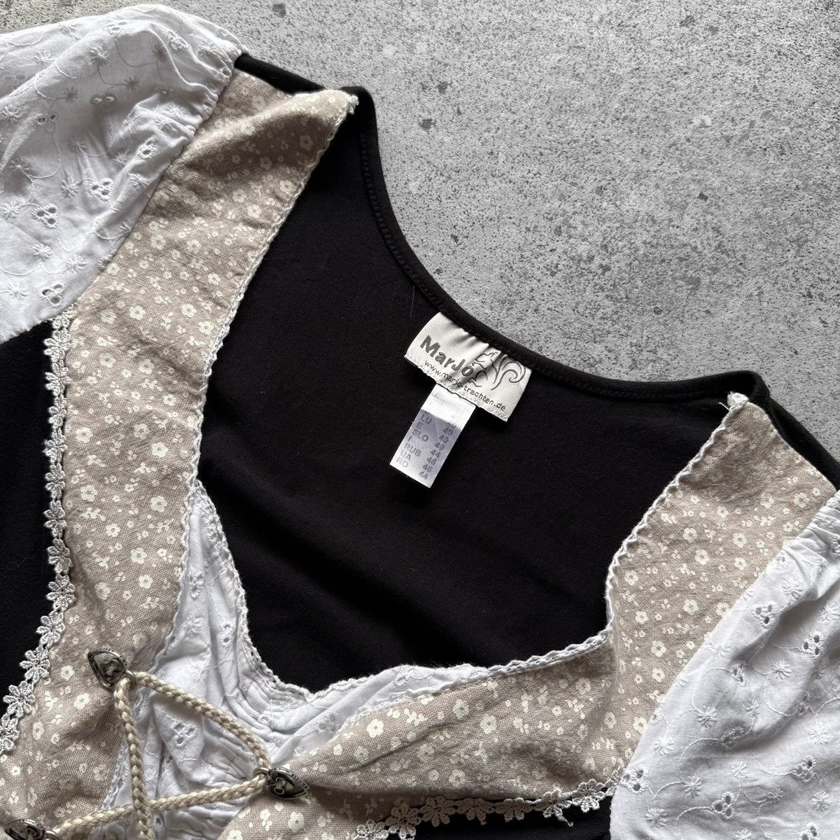Designer MarJo Womens Black White Dirndl Trachten Folk Corset Blouse Size S / US 4 / IT 40 - 8 Thumbnail