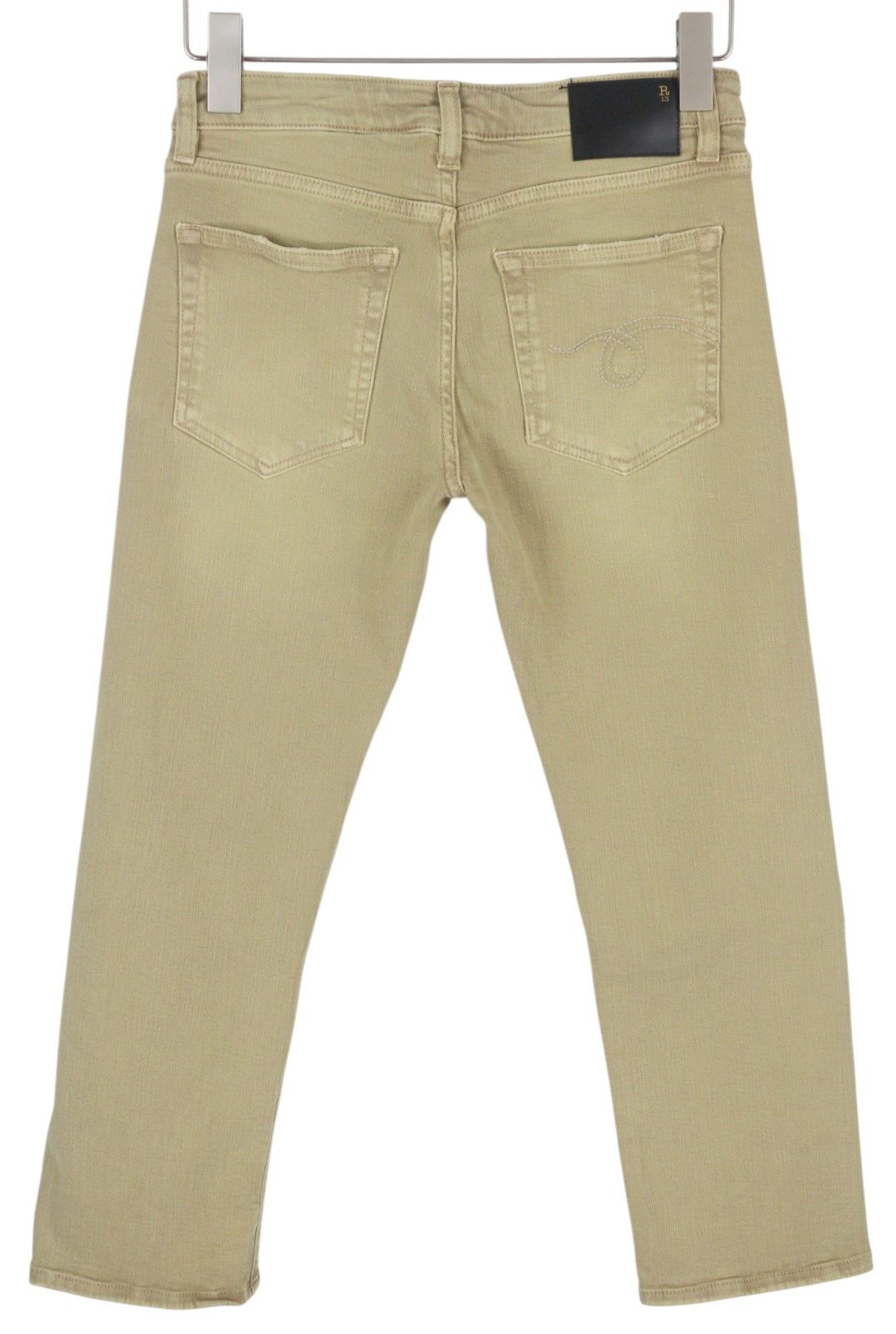 R13 BOY STRAIGHT 26 Khaki Stretchy Washed Ankle Logo 86295 Size 26" / US 2 / IT 38 - 4 Thumbnail
