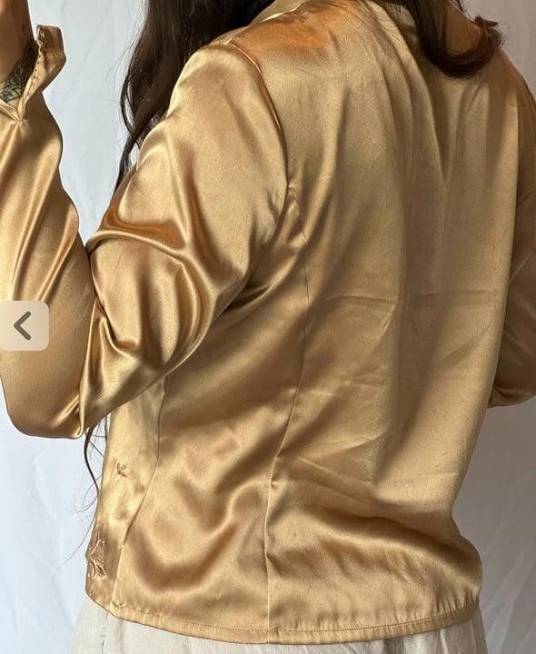 Designer Laura Scott Gold Embroidered Blouse Size 8 Size M / US 6-8 / IT 42-44 - 3 Thumbnail
