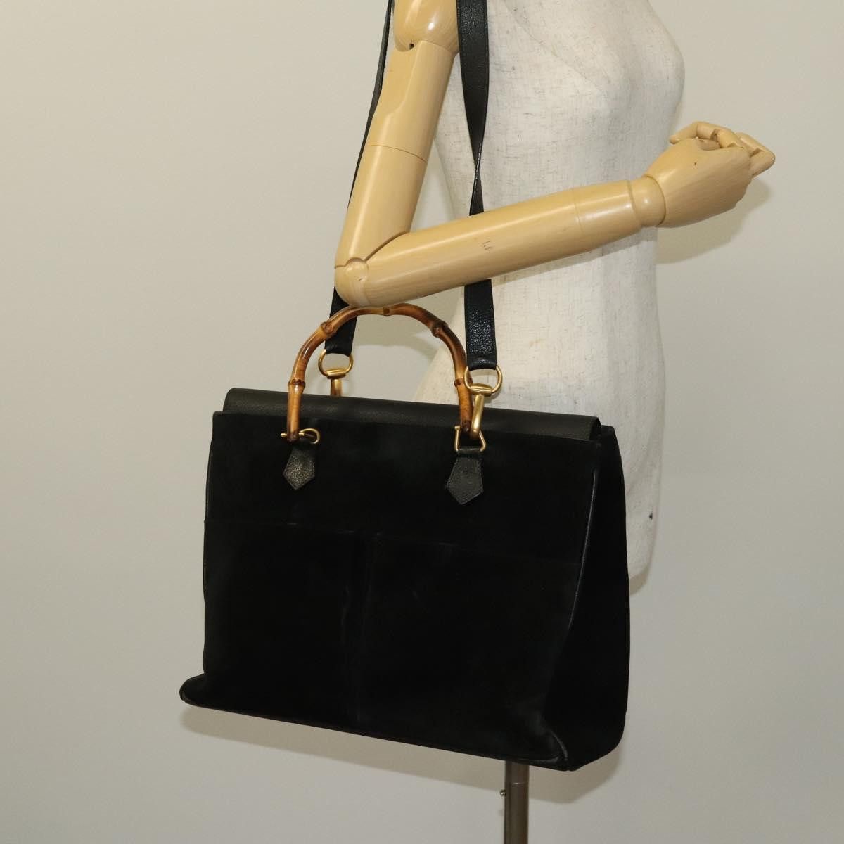 Gucci GUCCI Bamboo Hand Bag Suede Black Gold 002 123 002 123 Size ONE SIZE - 22 Thumbnail