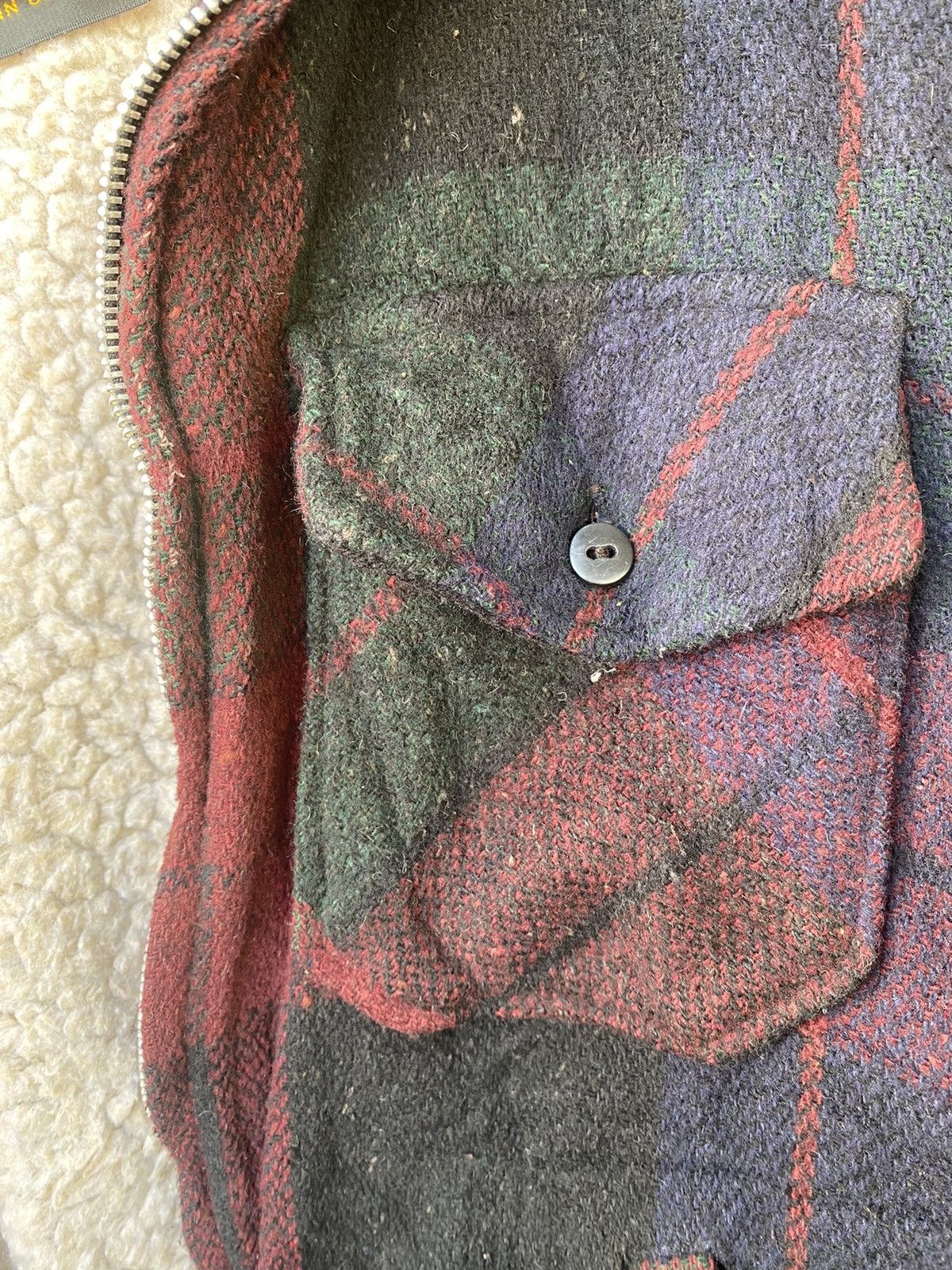 Vintage Vintage 90’s Cal Craft Plaid Sherpa wool Jacket Size US L / EU 52-54 / 3 - 6 Thumbnail