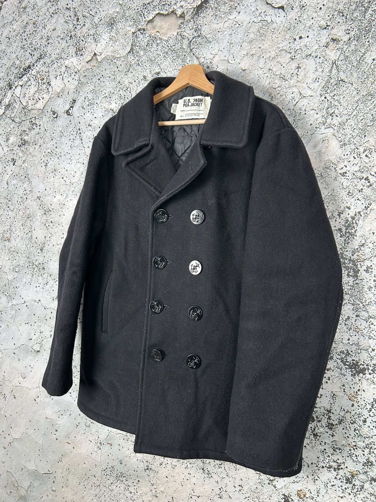 Other Vintage Schott US 740N Pea Jacket Made in USA Military 90s Size US XL / EU 56 / 4 - 2 Thumbnail