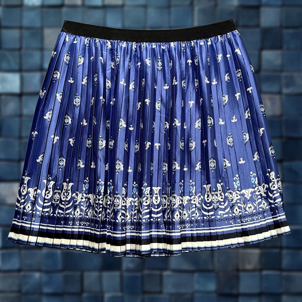 Vintage NWT Lane Bryant Pleated Skirt Womens Size 28 Blue Floral Printed Size 28" / US 6 / IT 42 - 1 Thumbnail