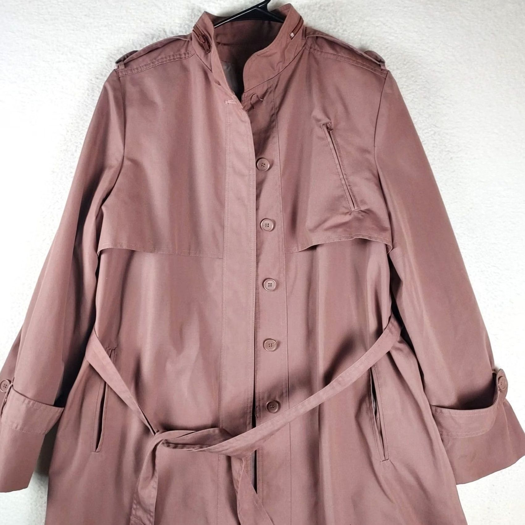 Vintage VINTAGE AM Creations Womens Trench Coat 15/16 Mauve Belted Long Polyester Korea Coat Womens Size XXL / US 16-18 / IT 52-54 - 4 Thumbnail