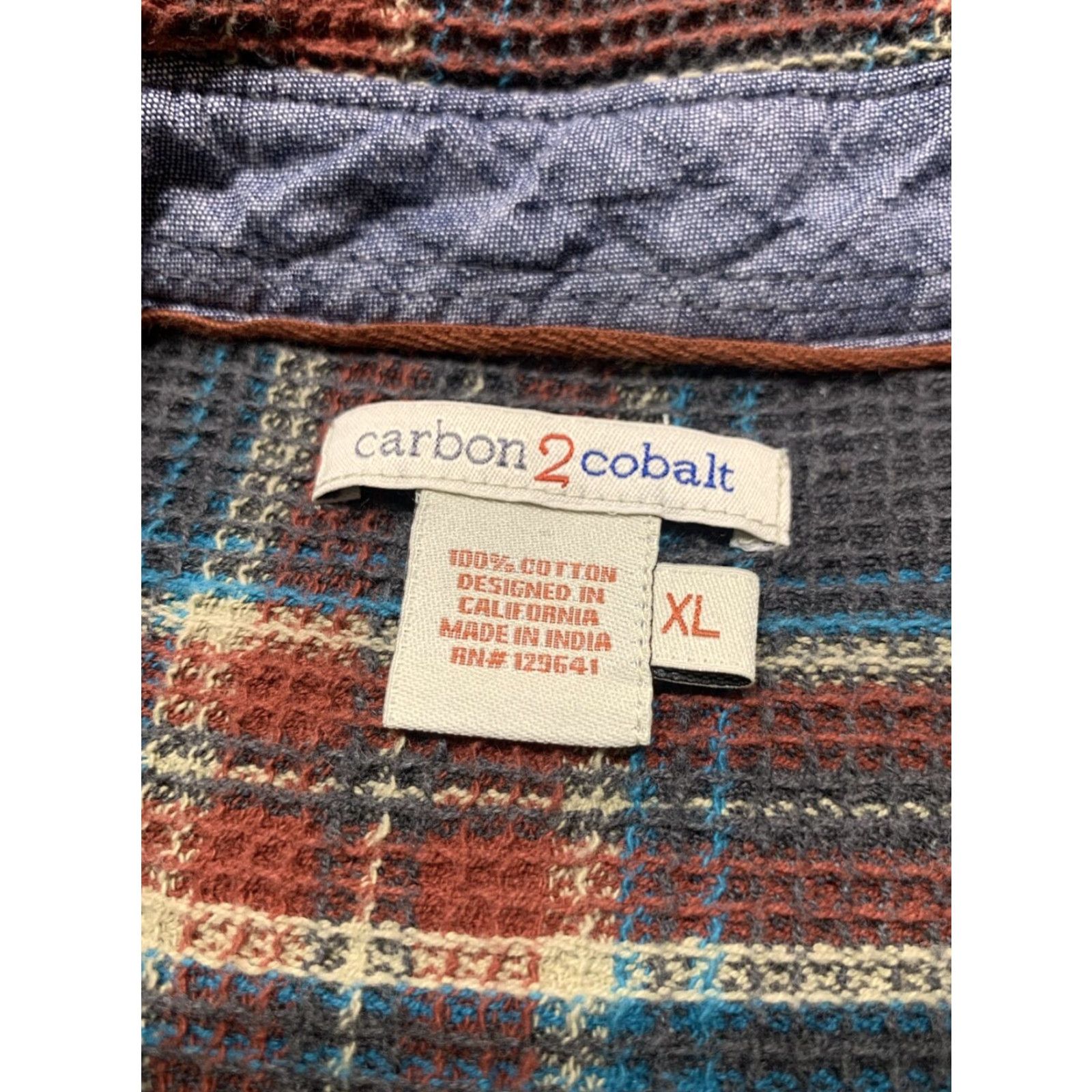 Carbon Carbon Plaid Waffle Knit Long Sleeve Button-Up Shirt XL Multicolor Mens Size US XL / EU 56 / 4 - 7 Thumbnail