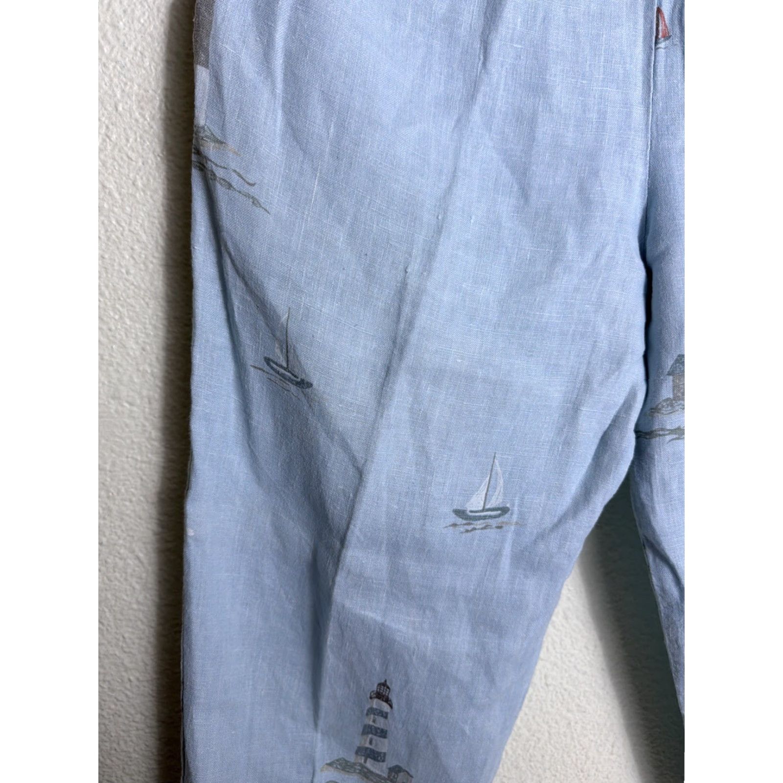 MILLY VINTAGE Valley Linen Pull On Pants Blue M Women Size 32" / US 10 / IT 46 - 6 Thumbnail