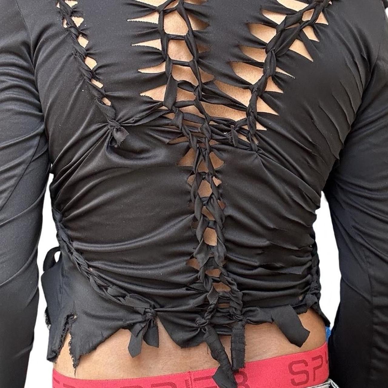 Vintage ASTROBOI*' Thunder' Black Braided Compression Top - Large Size US L / EU 52-54 / 3 - 8 Thumbnail