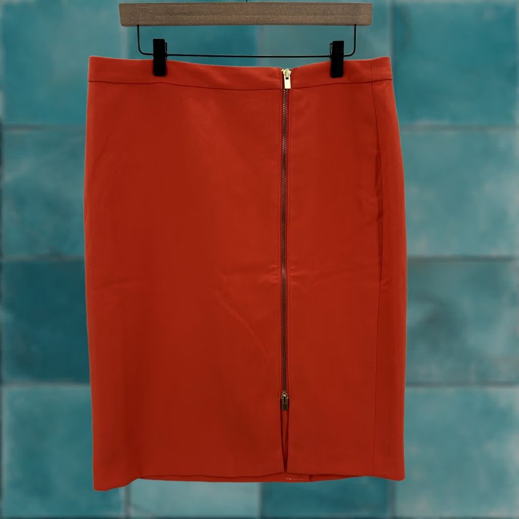 Talbots Talbots Skirt Womens 12 Orange Zip Front Pencil Lined Stretch Workwear Career Size 34" / US 12 / IT 48 - 1 Thumbnail