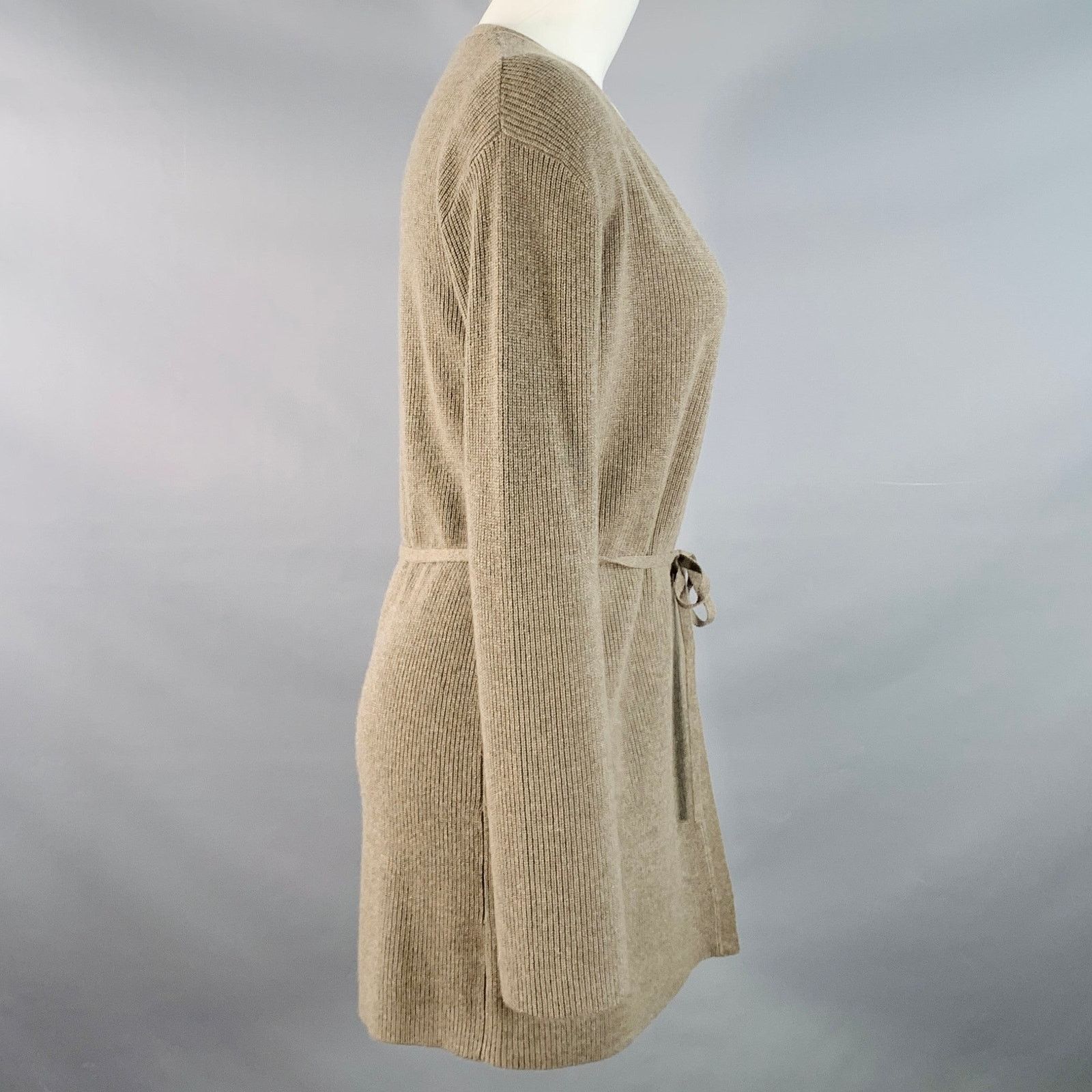 Theory THEORY Brown Taupe Cashmere Rib Knit Tie Front Cardigan Size S / US 4 / IT 40 - 2 Thumbnail