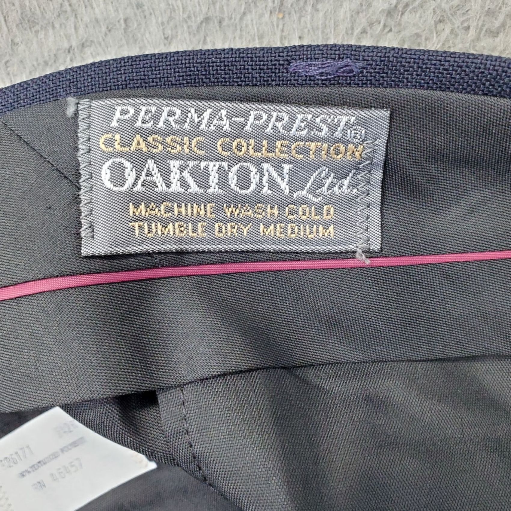Vintage Oakton Mens Dress Pants Navy 42R Flat Front Classic Stretch Formal Trousers Size 42R - 8 Thumbnail
