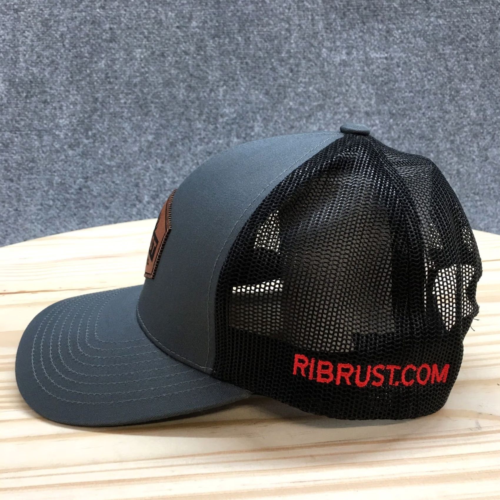 Logo 7 Rib Rust Trucker Hat Unisex Black Gray One Size Curved Brim Embroidered Logo Size ONE SIZE - 5 Thumbnail