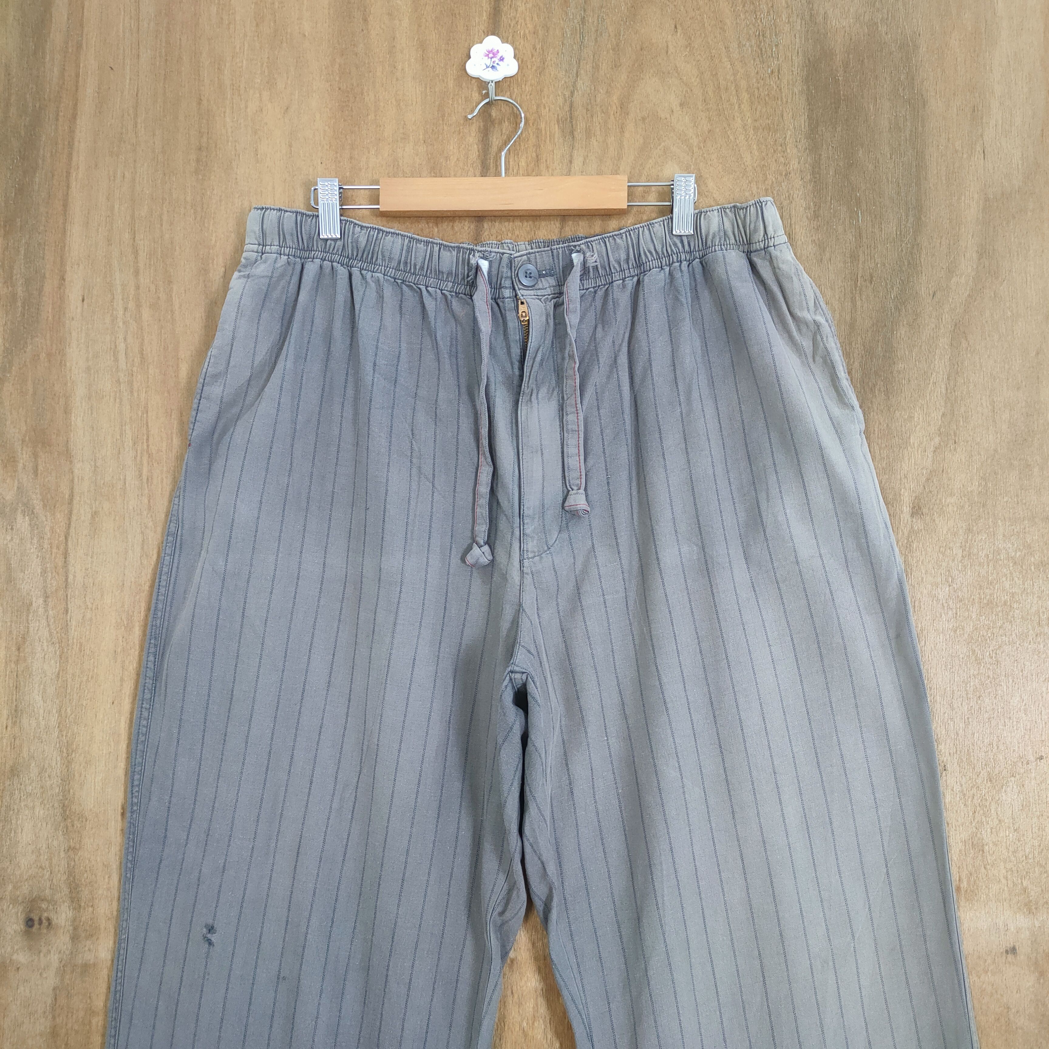 Japanese Brand VINTAGE SPRING WAIST FADED BROWN STRIPED BAGGY PANTS Size US 38 / EU 54 - 3 Thumbnail