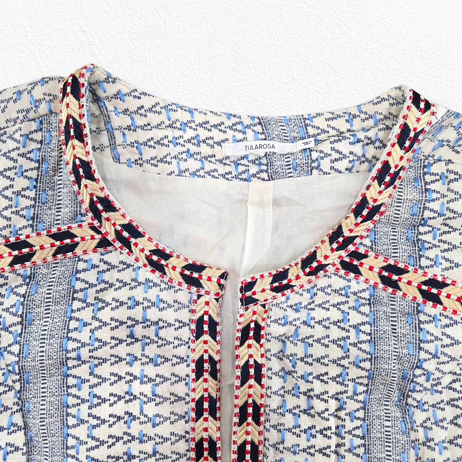 Other Tularosa Blue White Boho Fringe Blazer Size Medium Size M / US 6-8 / IT 42-44 - 4 Thumbnail