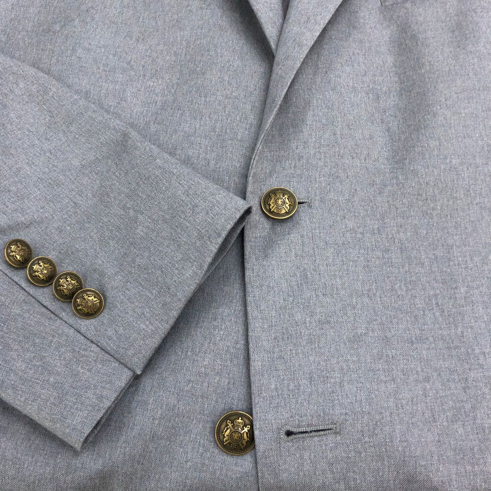 Paul Fredrick Paul Fredrick Size 42S Blazer Sport Coat Gray Brass Buttons Size 42S - 19 Thumbnail