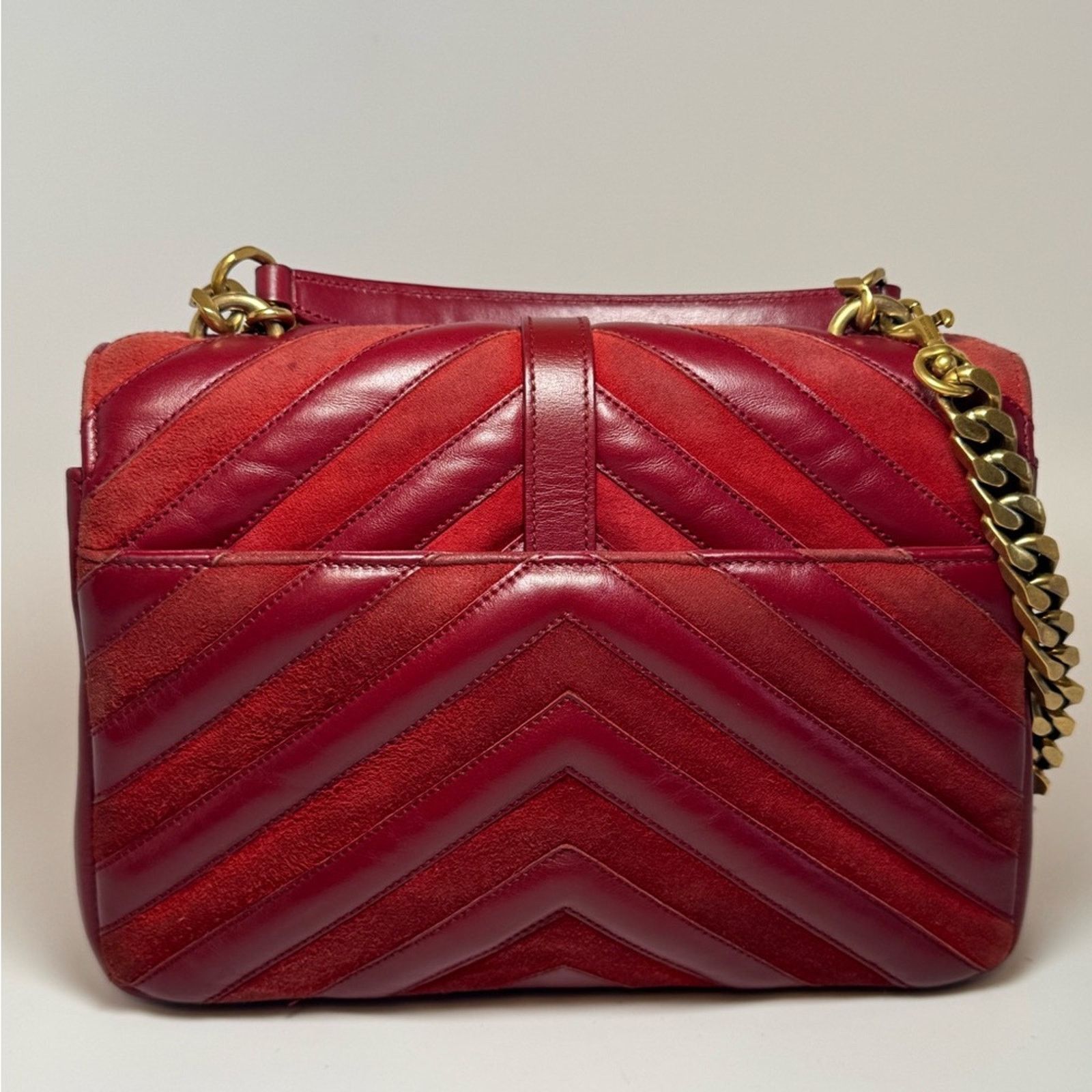 Yves Saint Laurent Saint Laurent YSL Red Suede Leather College Crossbody Bag Size ONE SIZE - 2 Thumbnail