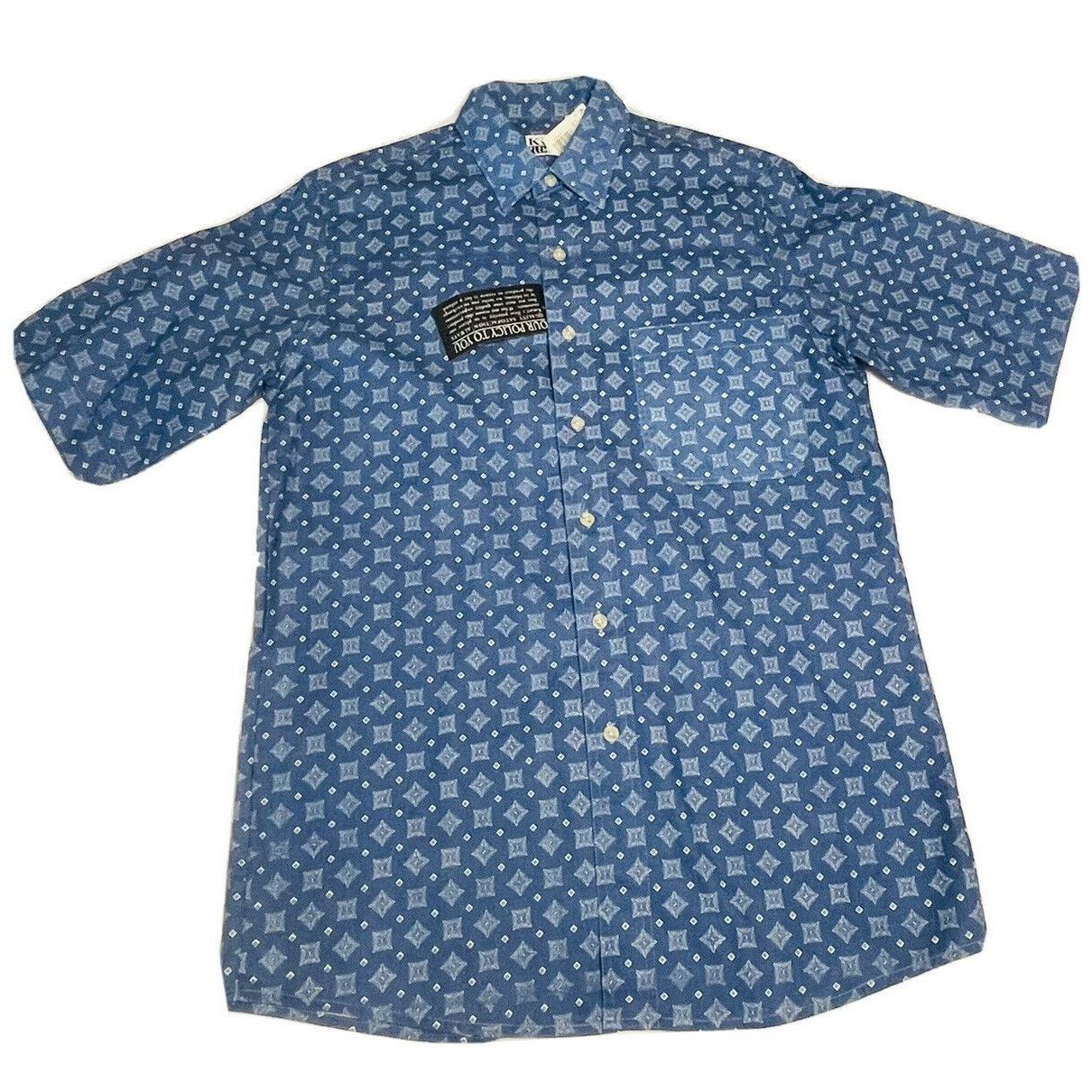 Vintage Key Elements Mens Blue Short Sleeve Button-Down Shirt M Retr Size US M / EU 48-50 / 2 - 1 Thumbnail